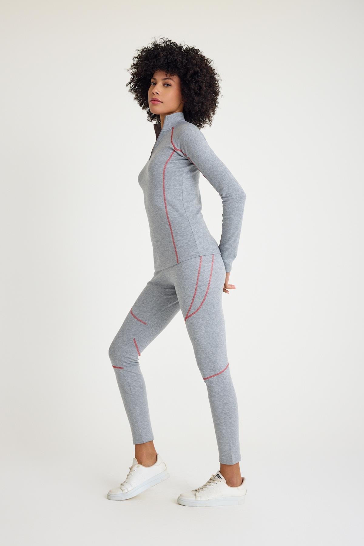 Scorp Thermo-Fit Extreme Kadın Termal İçlik Fermuarlı Üst Kayak İçliği Gri