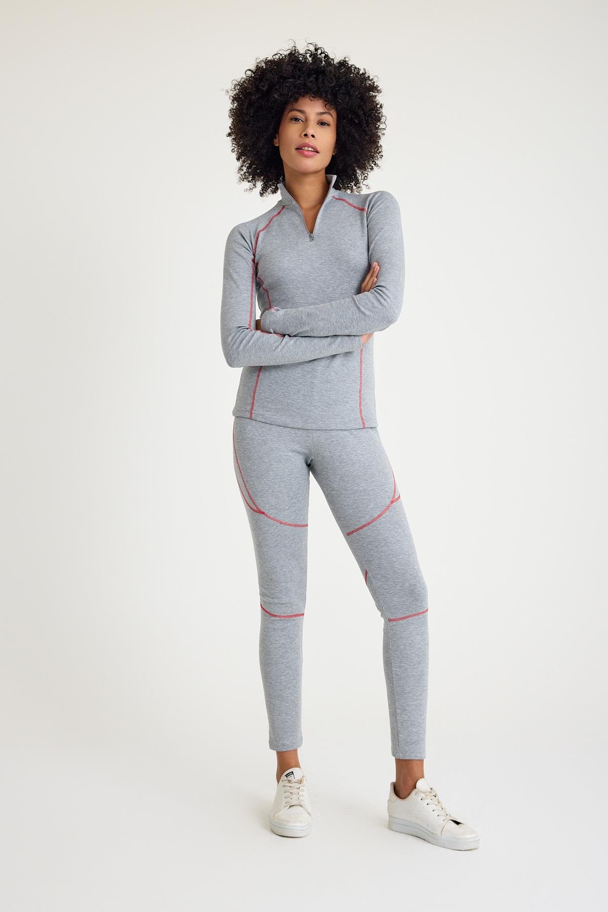 Scorp Thermo-Fit Extreme Kadın Termal İçlik Fermuarlı Üst Kayak İçliği Gri