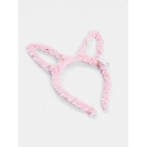 Led Işıklı Peluş Tavşan Kulak Taç Pembe