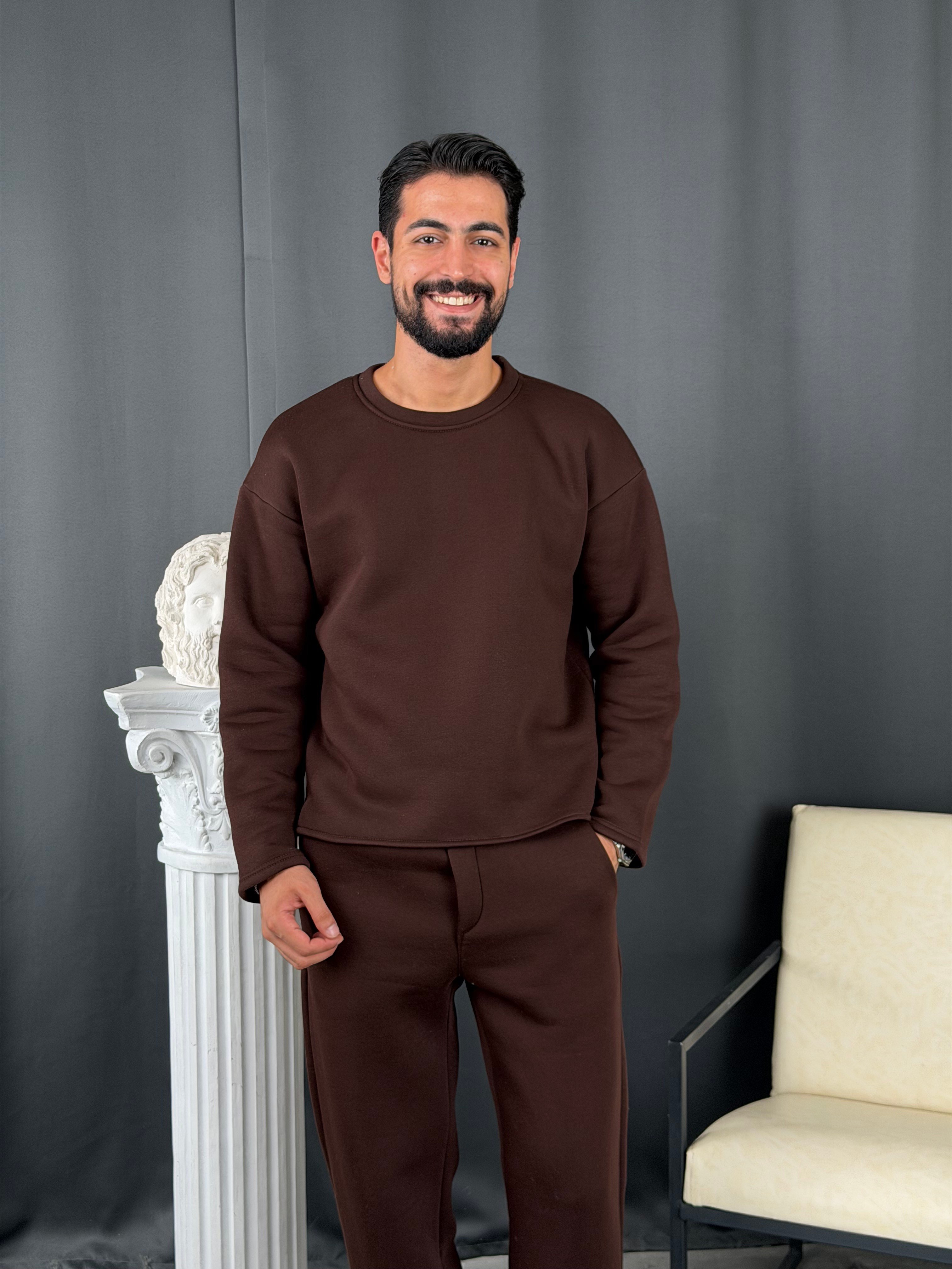 3 İplik Basic Oversize Sweatshirt Kahve