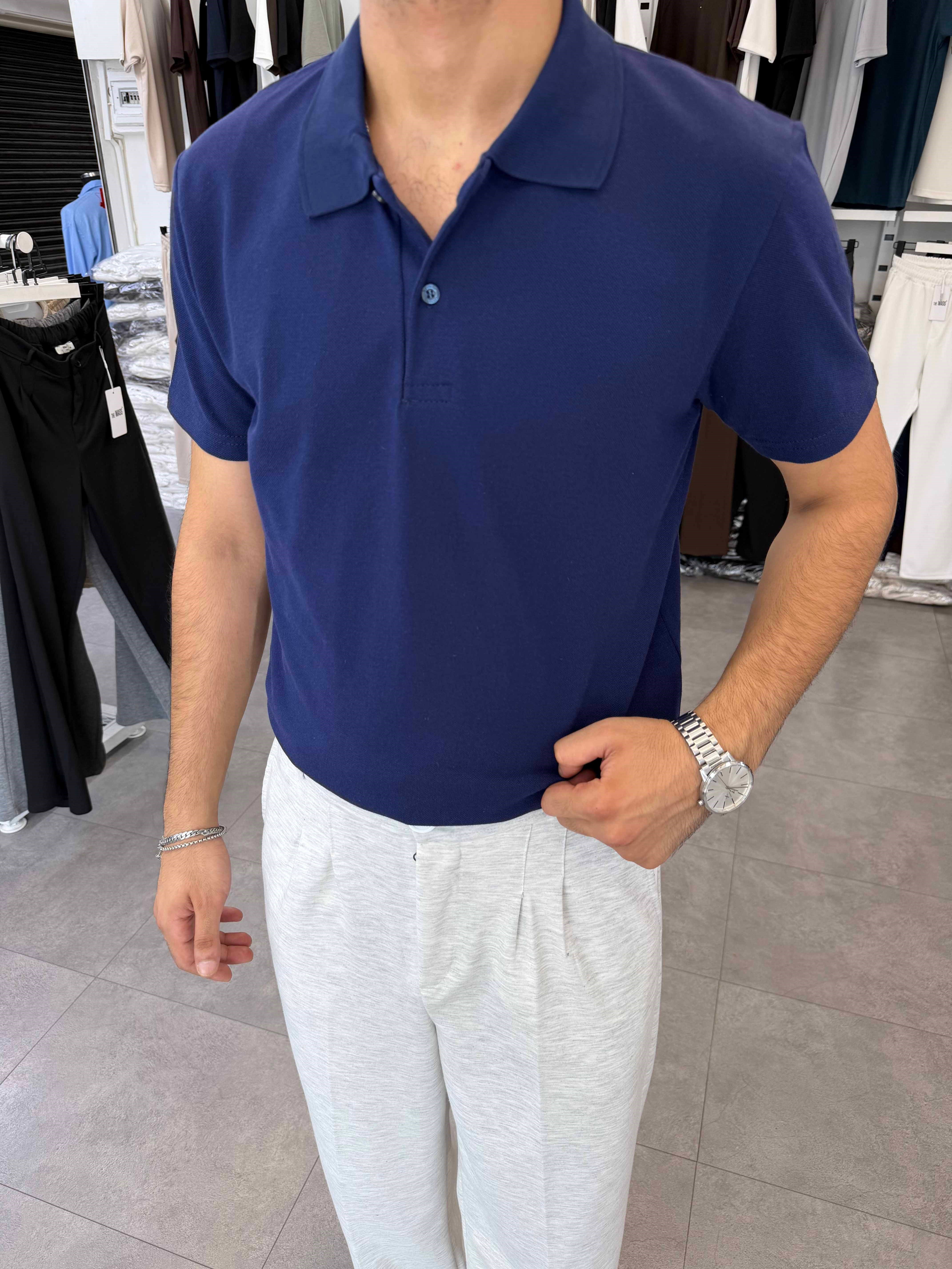 Avrupa Kalıp Polo Yaka Tişört Lacivert