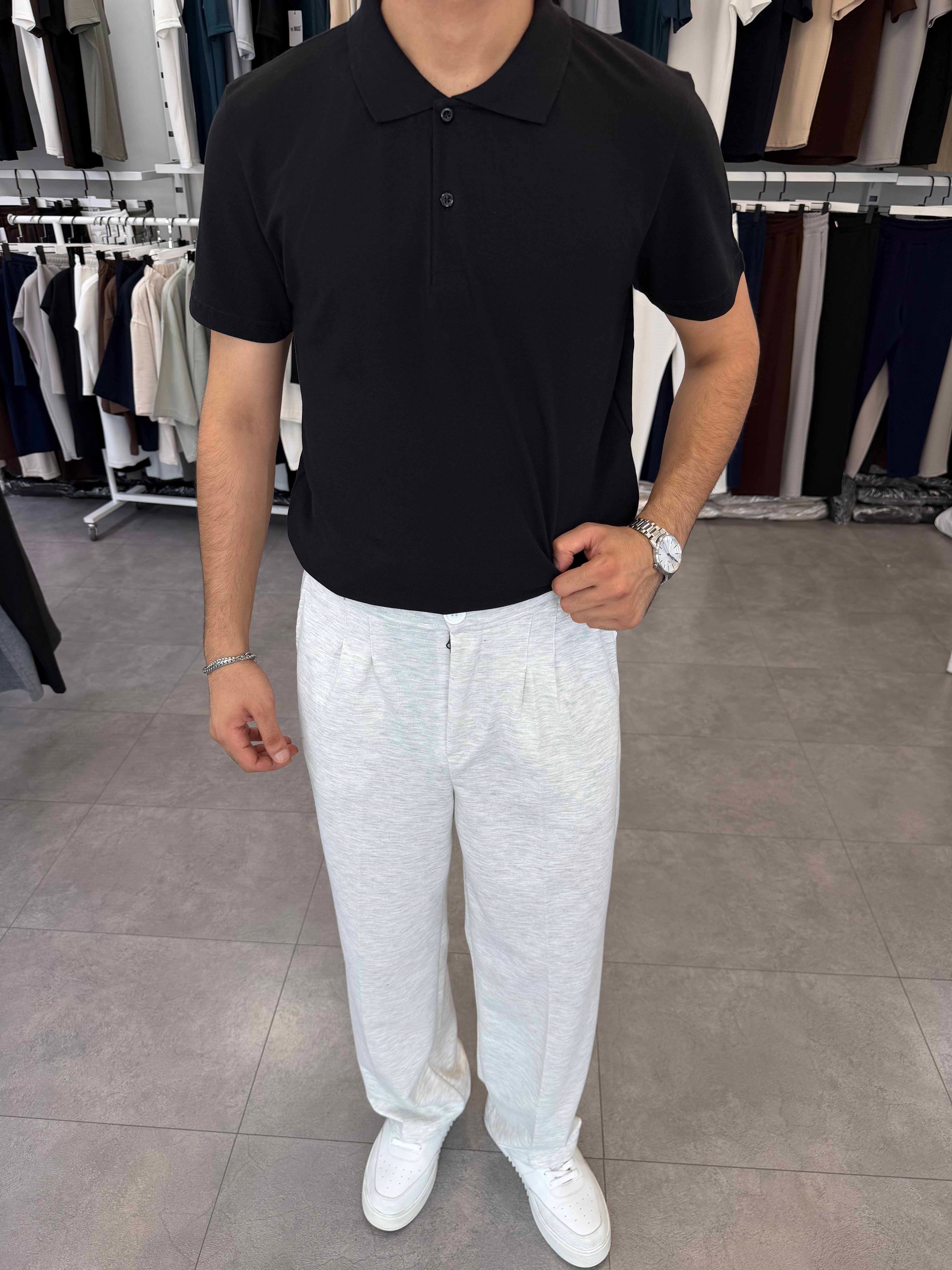 Avrupa Kalıp Polo Yaka Tişört Siyah