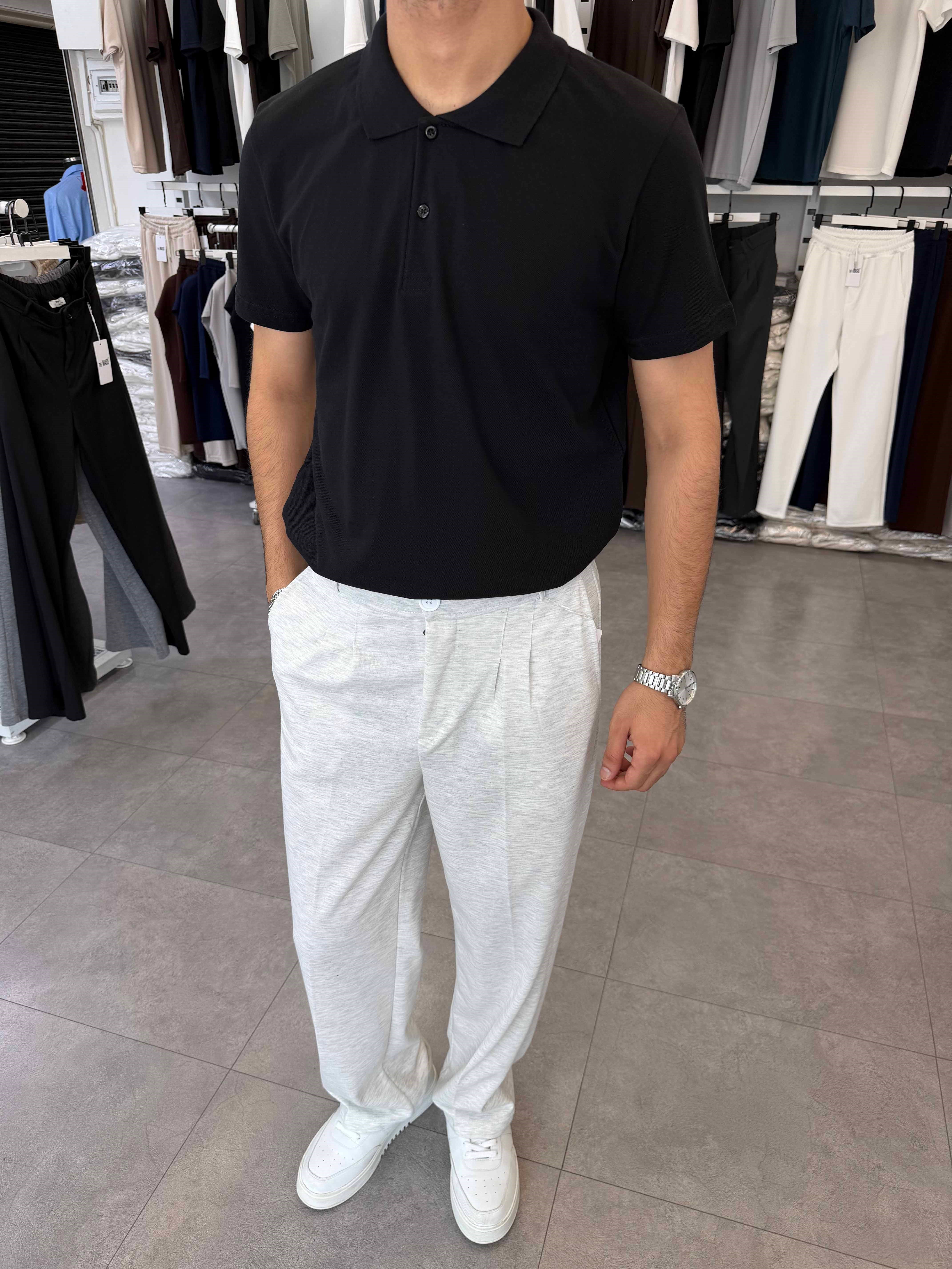 Avrupa Kalıp Polo Yaka Tişört Siyah