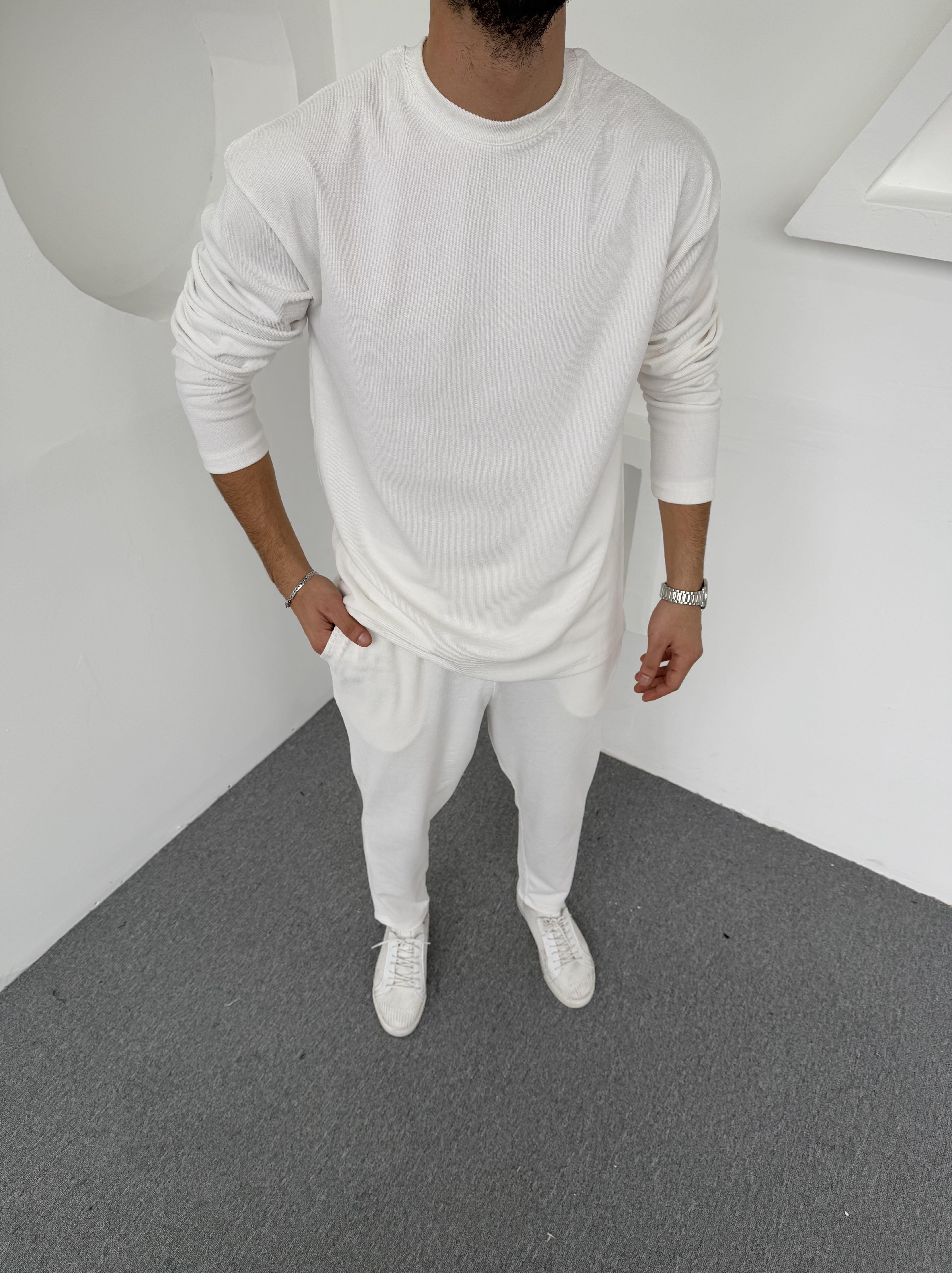 Bürümcük Kumaş Pamuklu Takım Beyaz (Unisex)