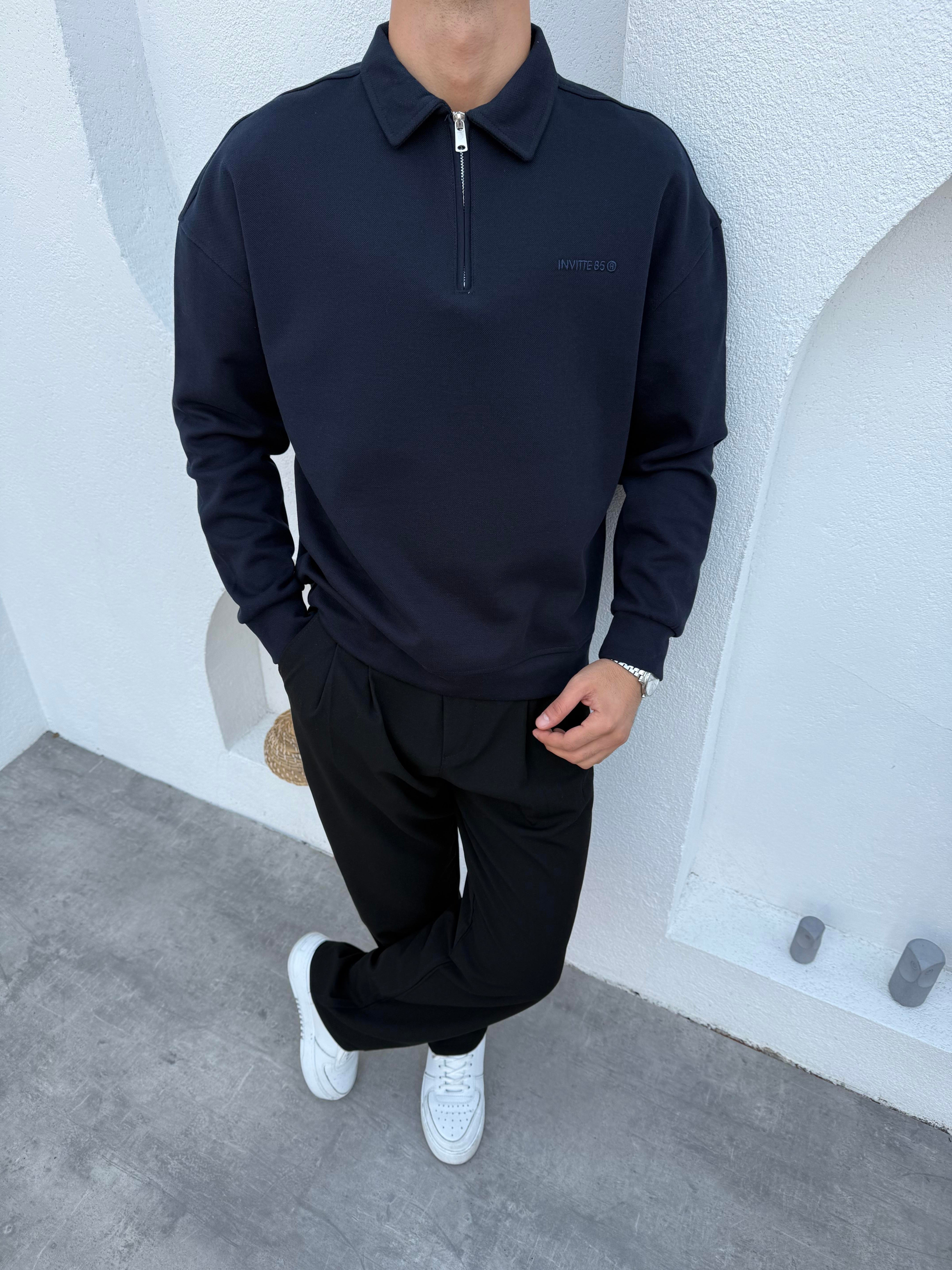 Çelik Örme Pike Sweatshirt Lacivert