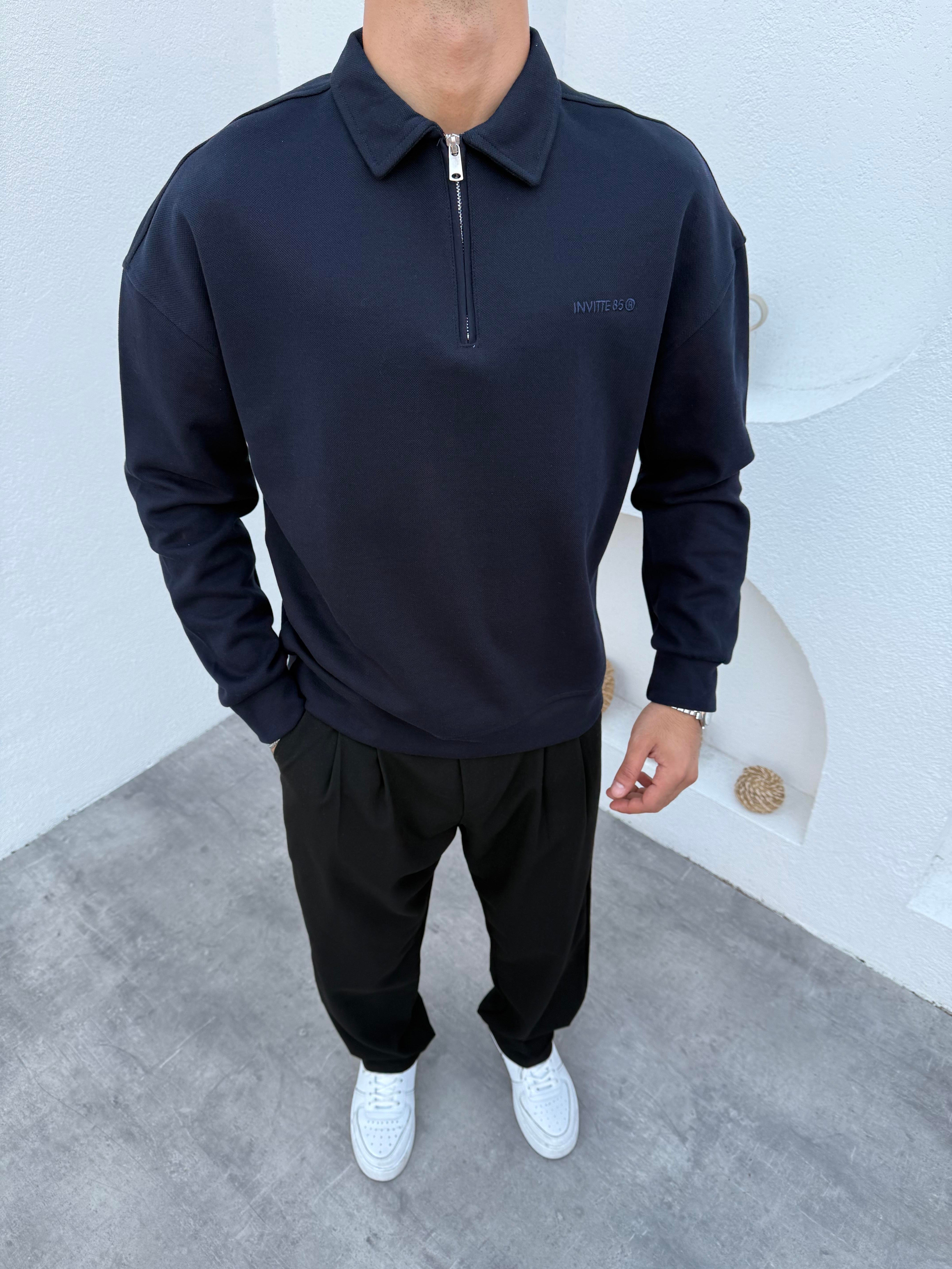 Çelik Örme Pike Sweatshirt Lacivert