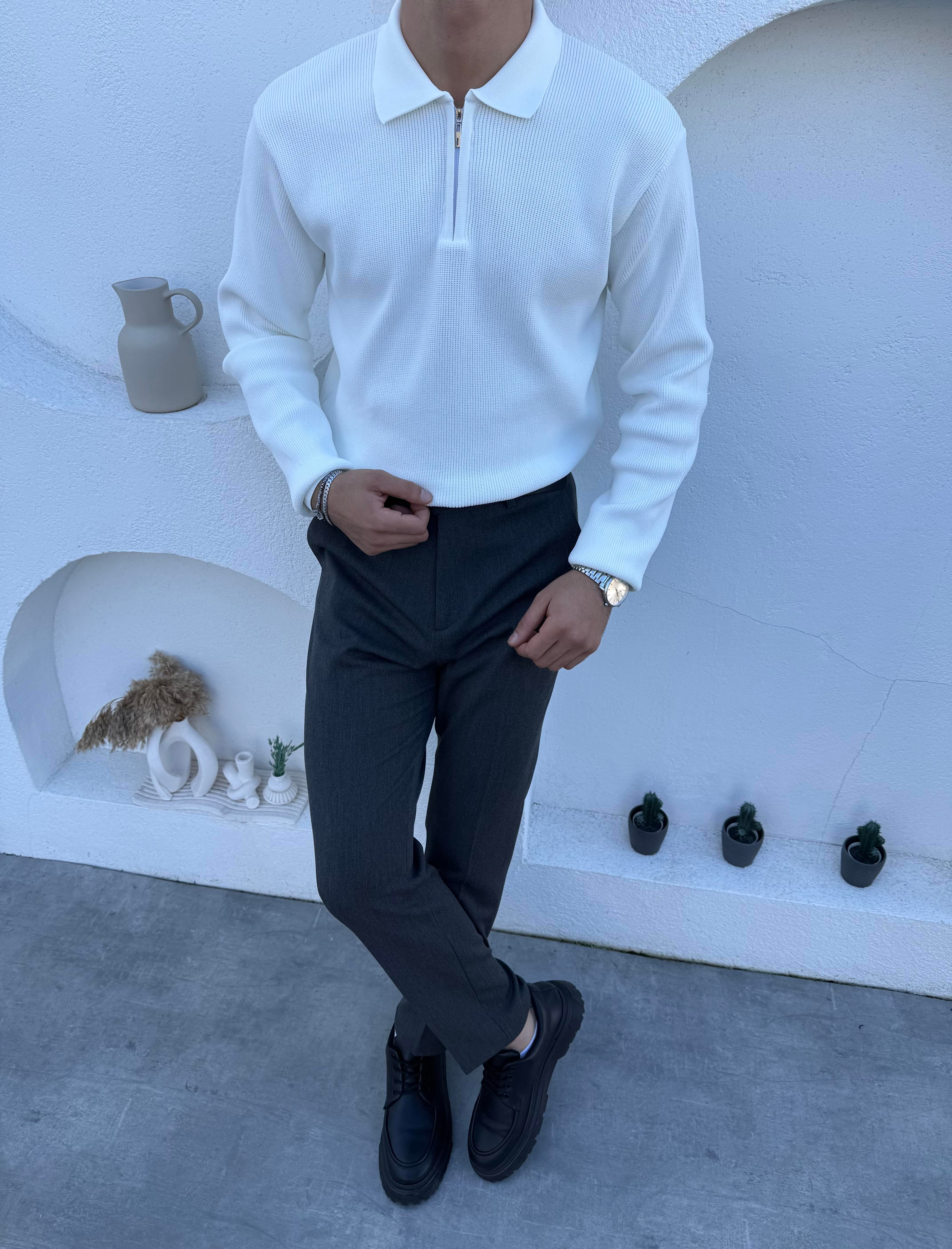 Çelik Örme Premium Kazak Beyaz