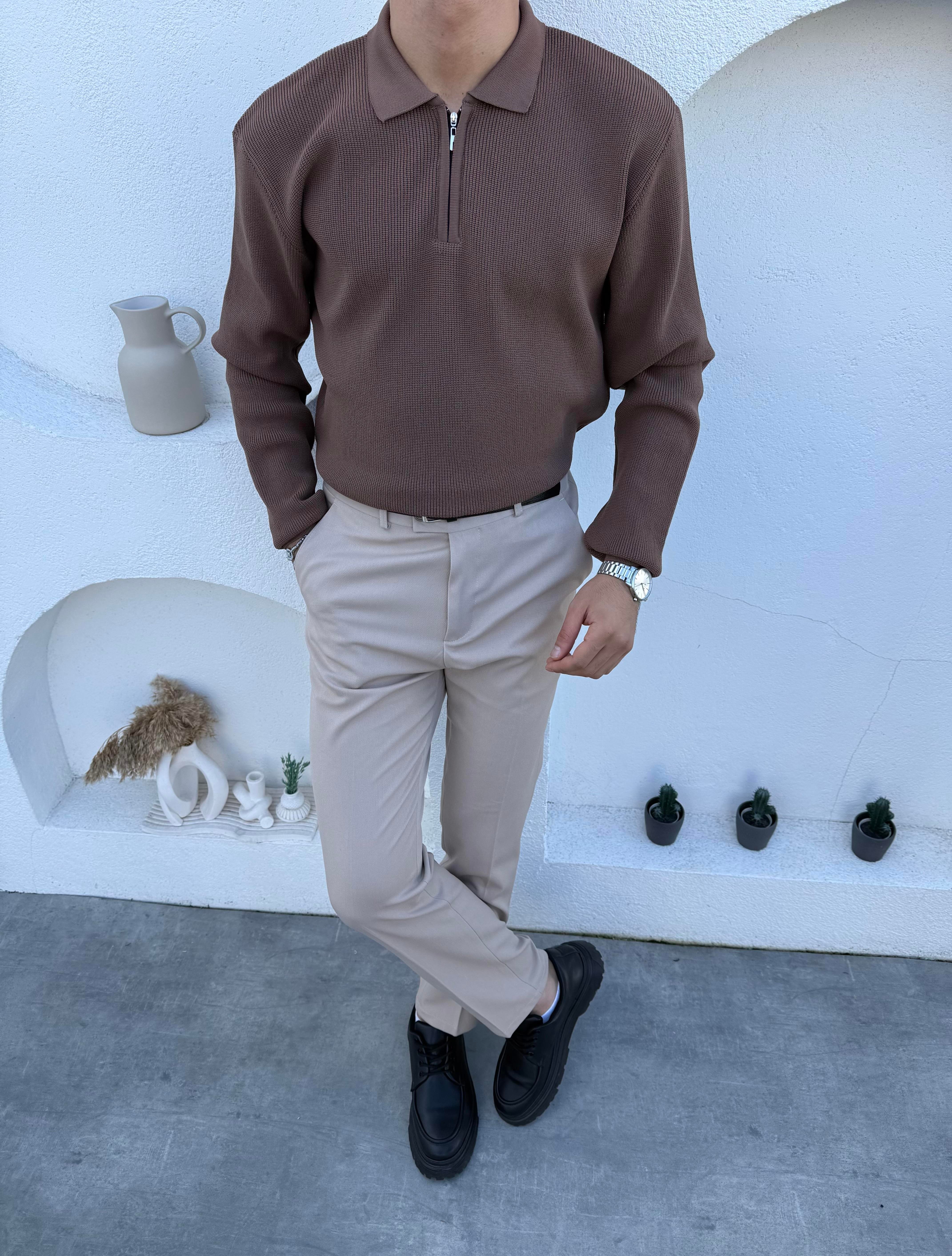 Çelik Örme Premium Kazak Kahve