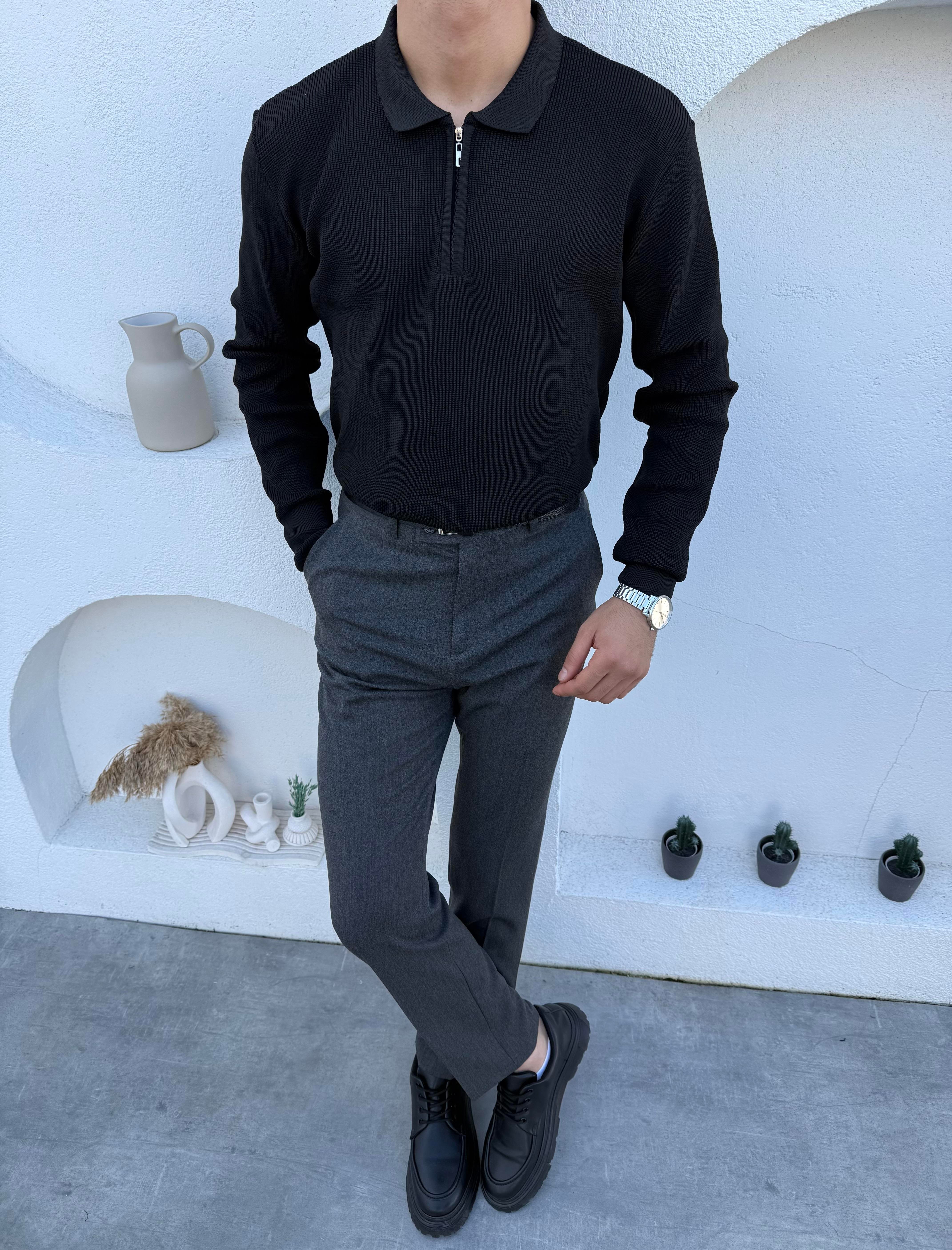 Çelik Örme Premium Kazak Siyah