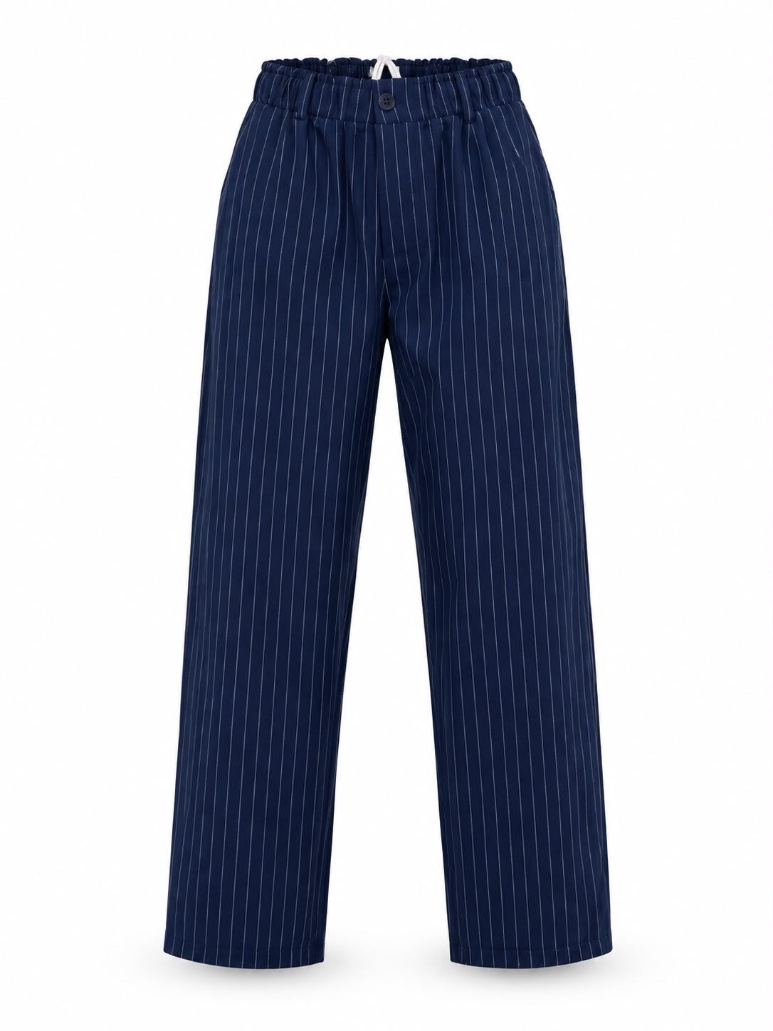 Çizgili Viskon Kumaş Regular Pantolon Lacivert