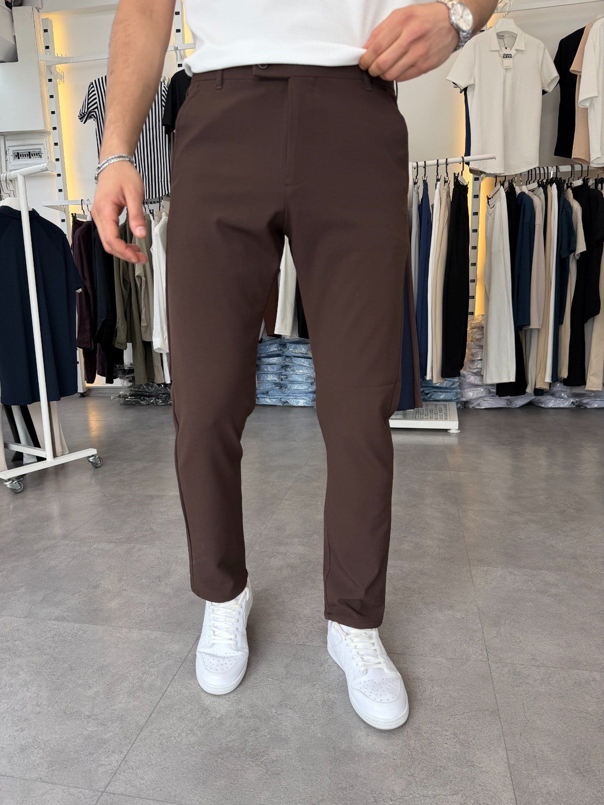 Dilli Regular Kumaş Pantolon Acı Kahve