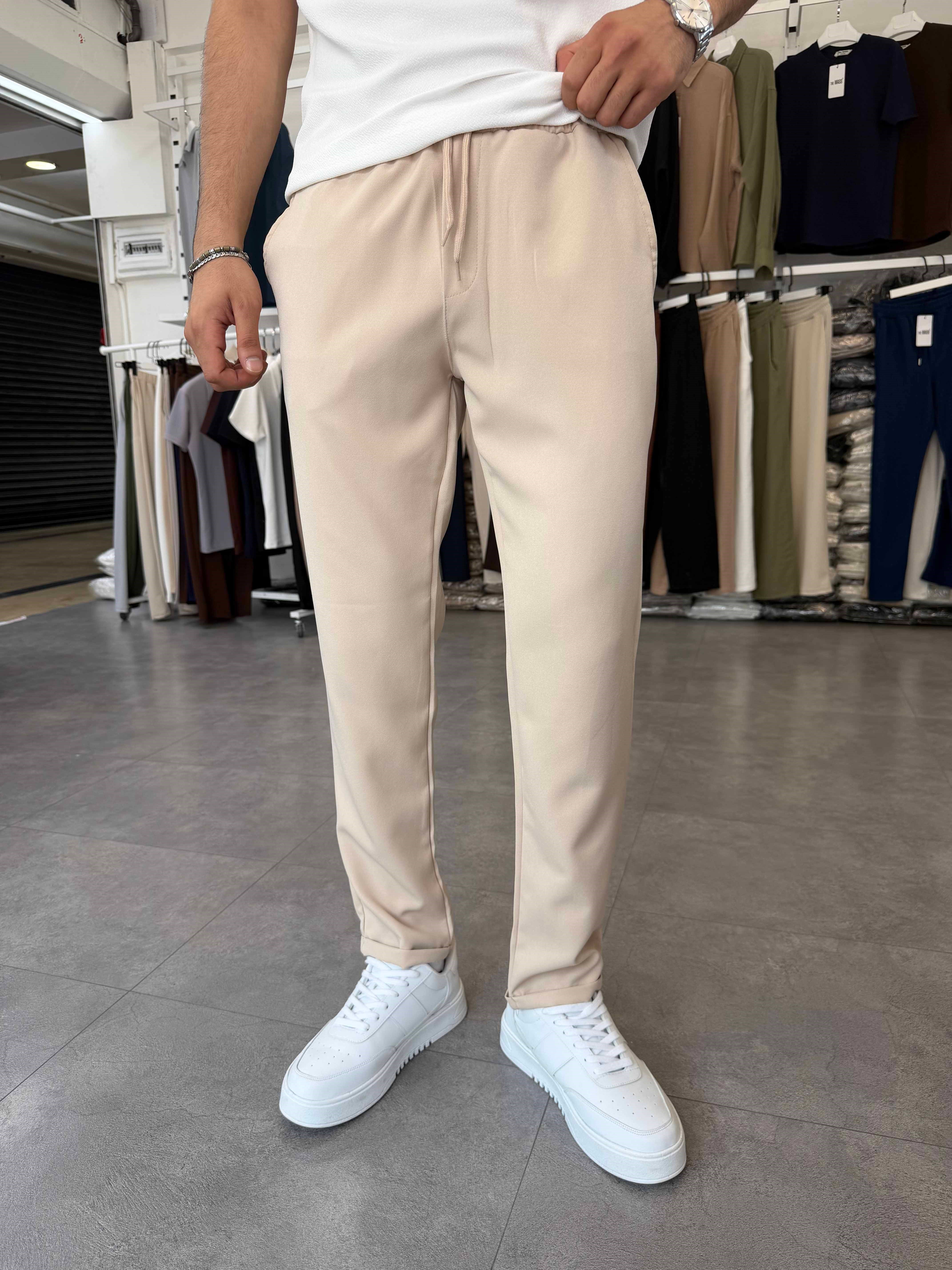 Duble Paça Jogger Pantolon Bej