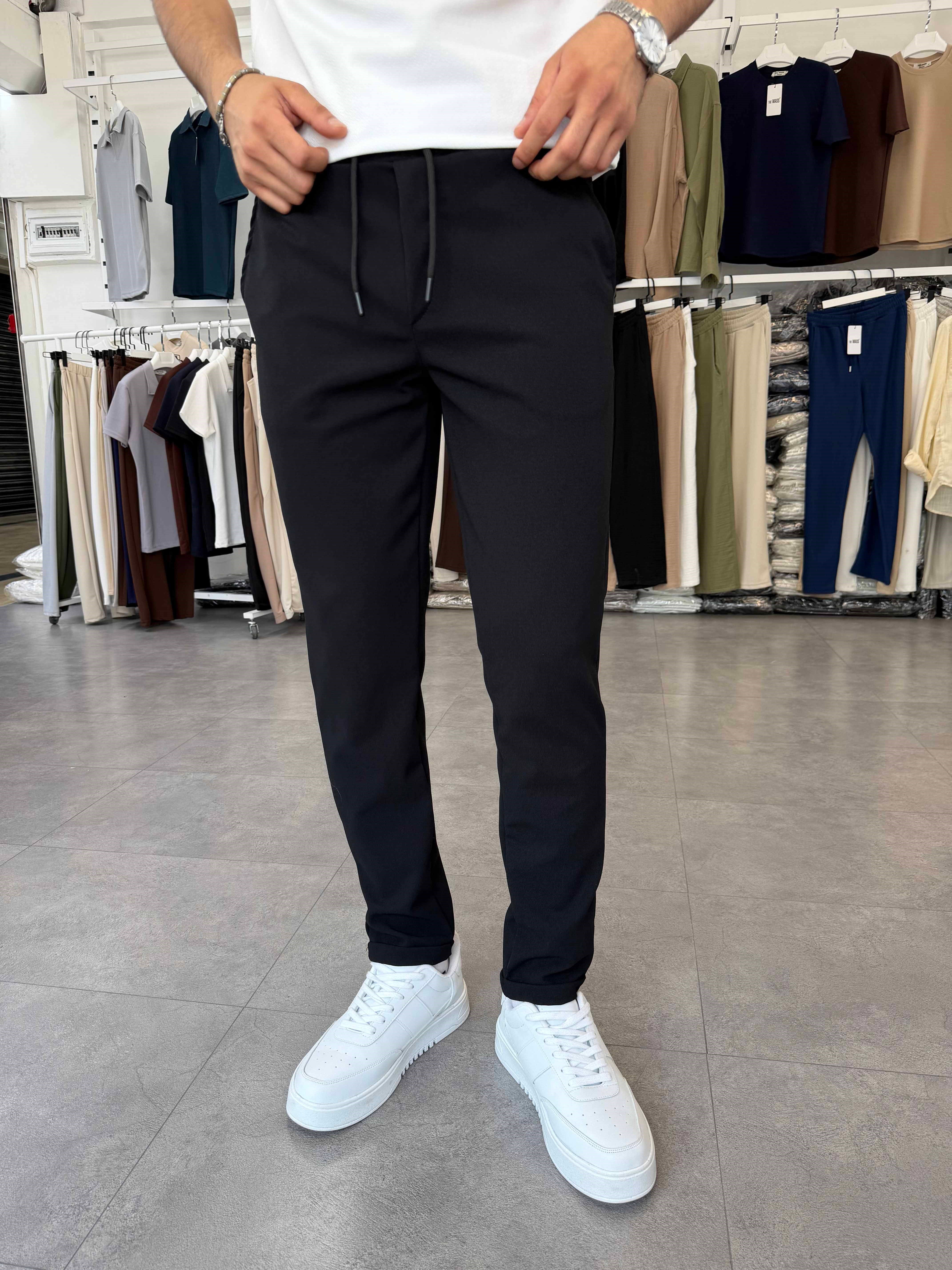 Duble Paça Jogger Pantolon Siyah