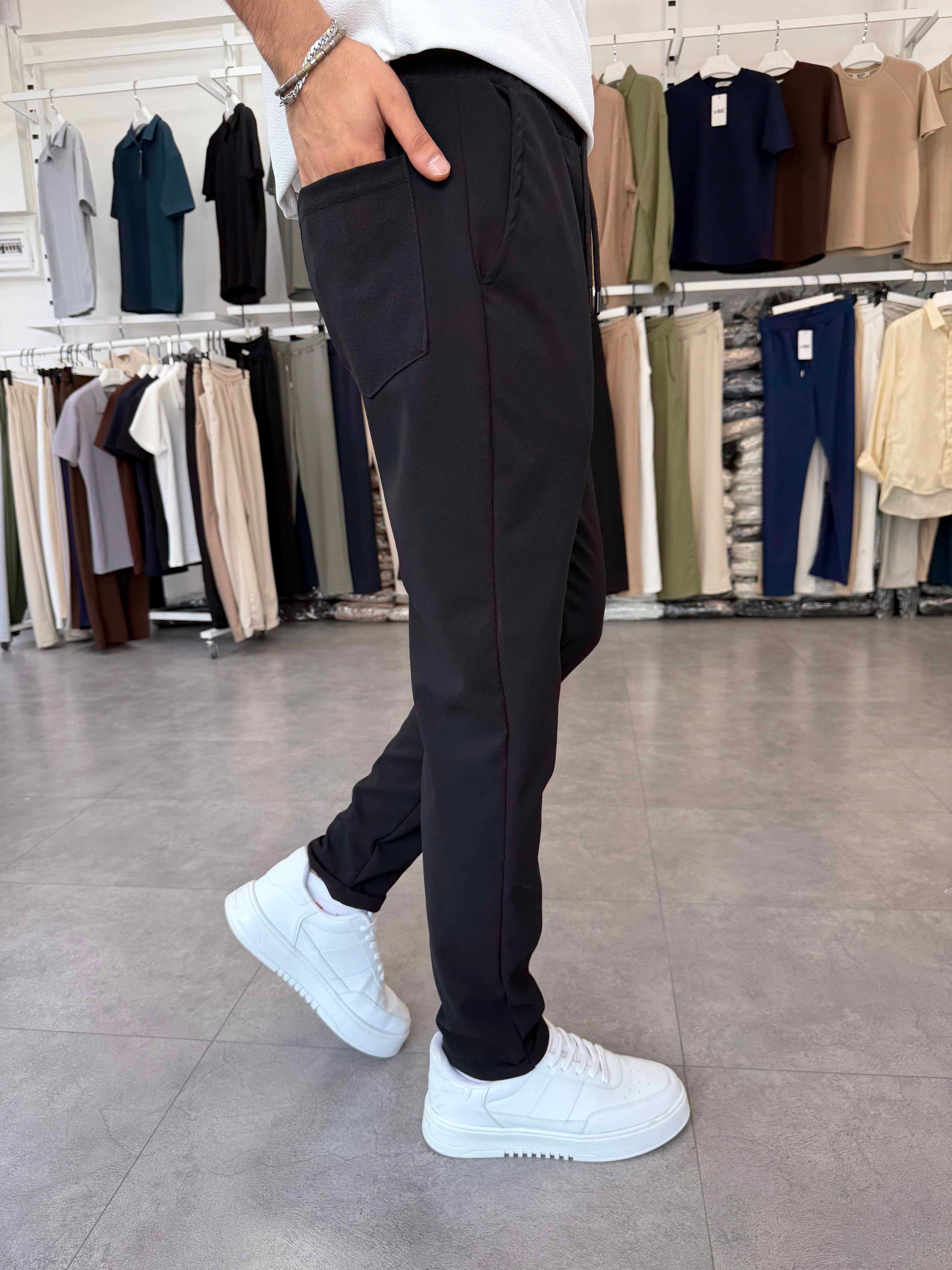 Duble Paça Jogger Pantolon Siyah