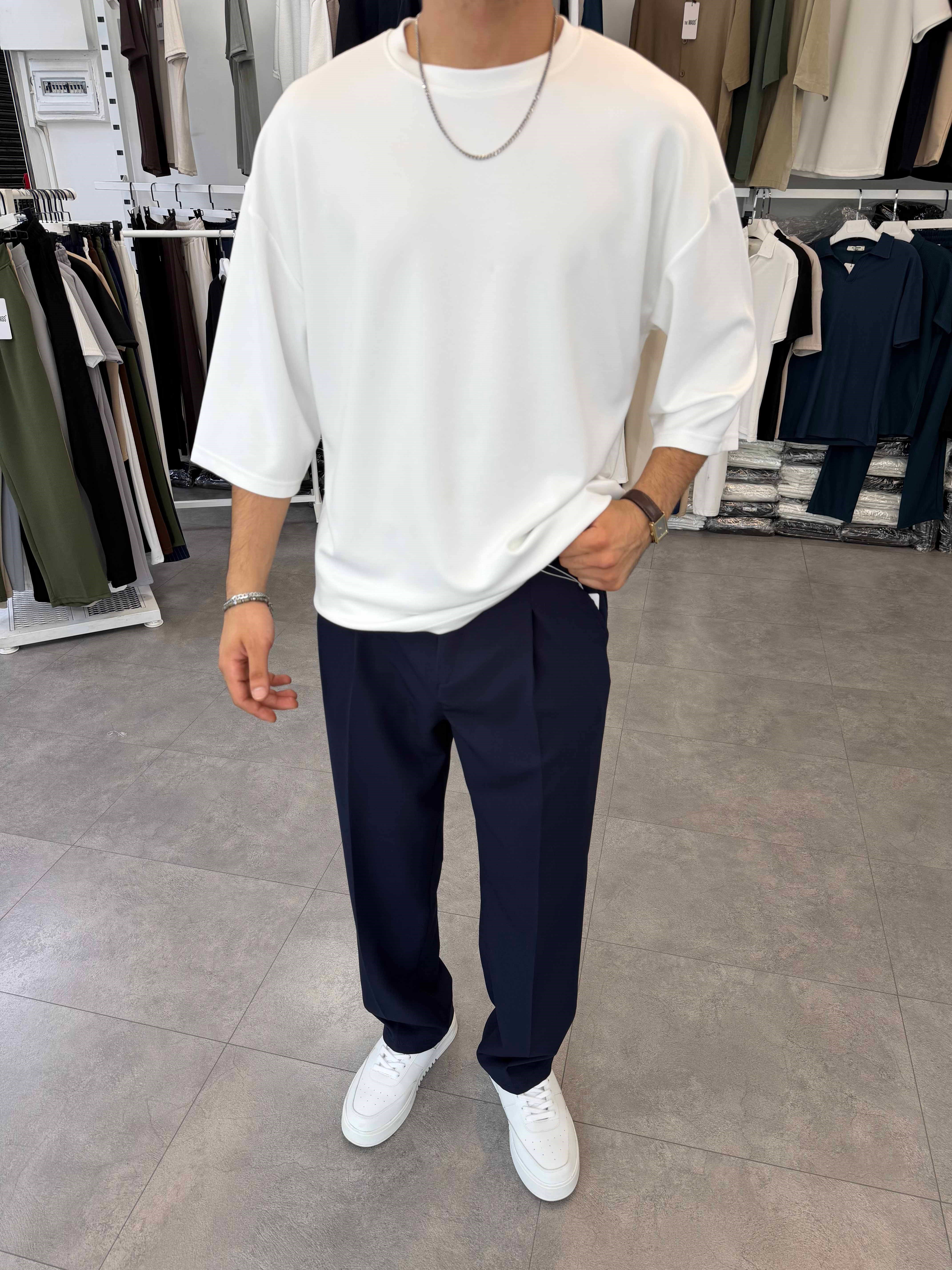 Fakir Kol Oversize Oysh Tişört Beyaz