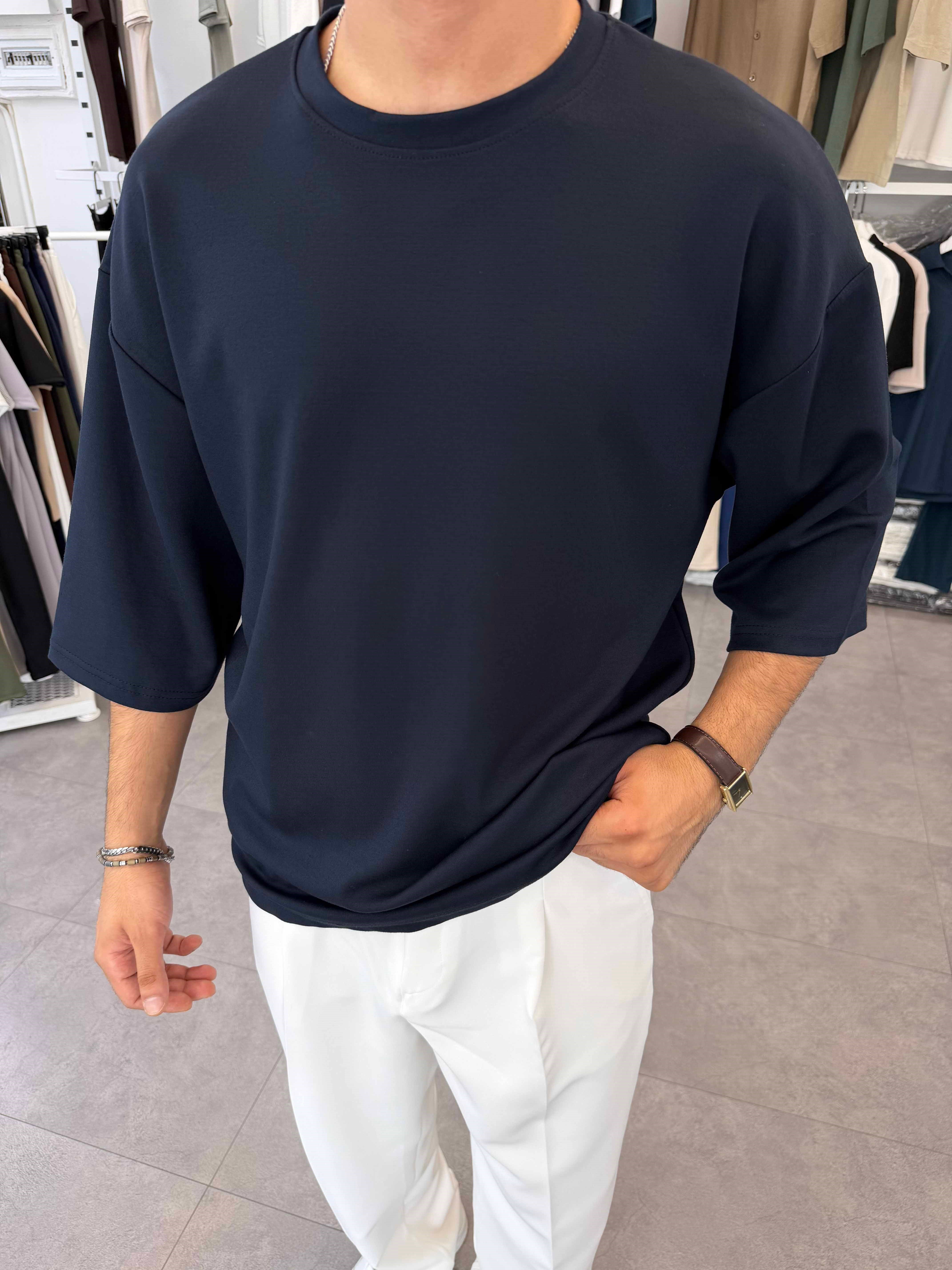 Fakir Kol Oversize Oysh Tişört Lacivert