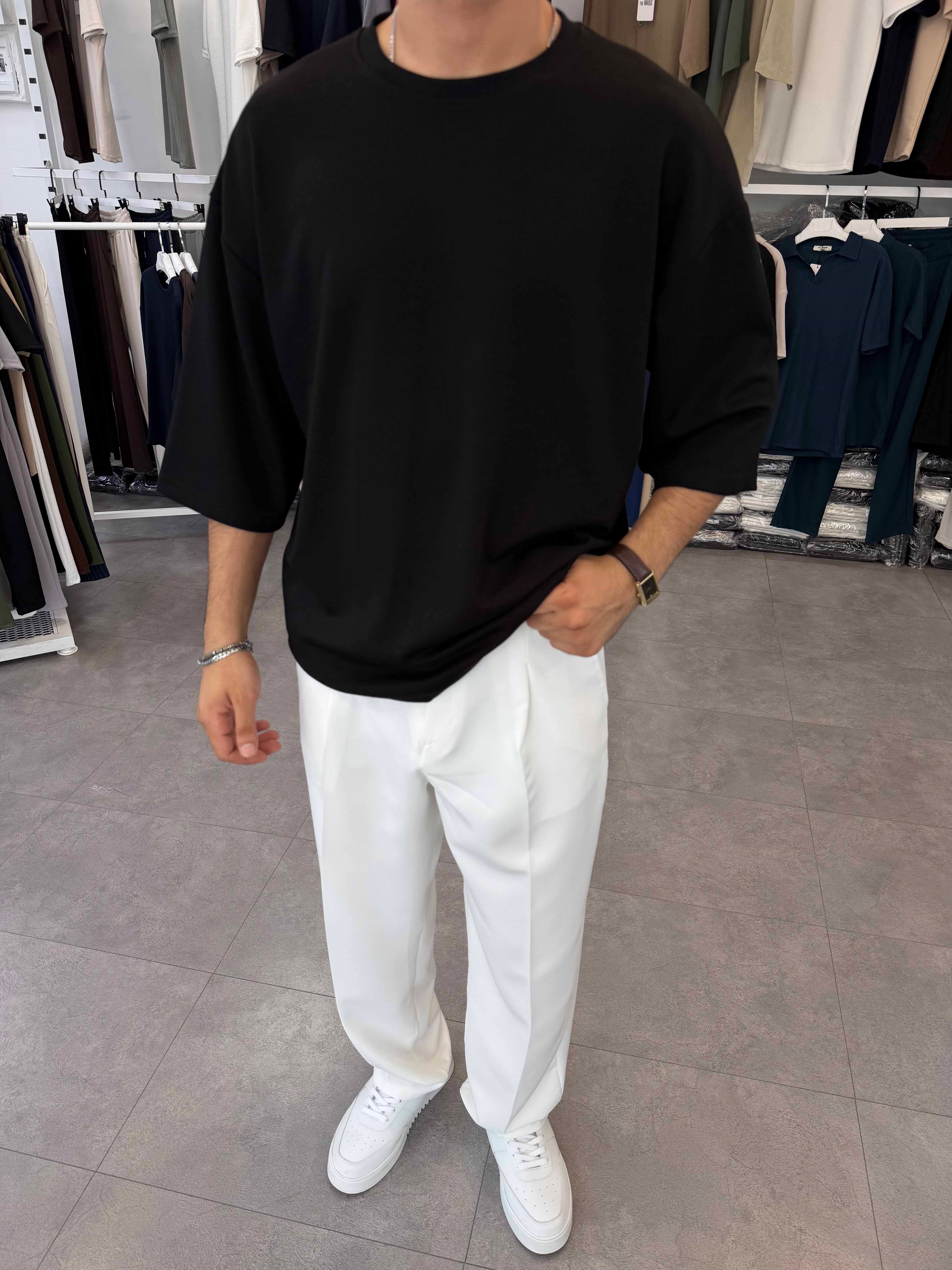 Fakir Kol Oversize Oysh Tişört Siyah