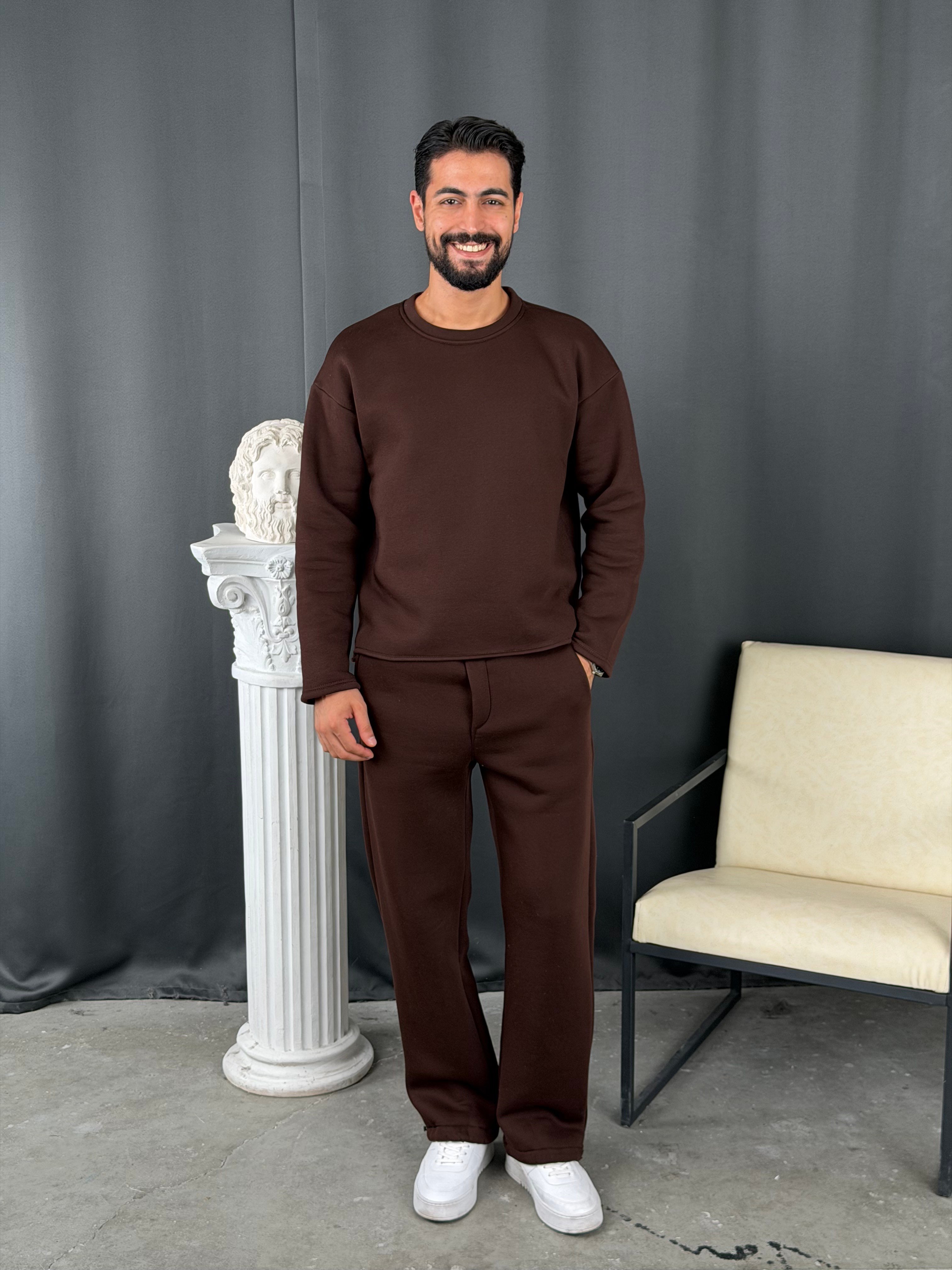İplik Basic Oversize Takım Kahve