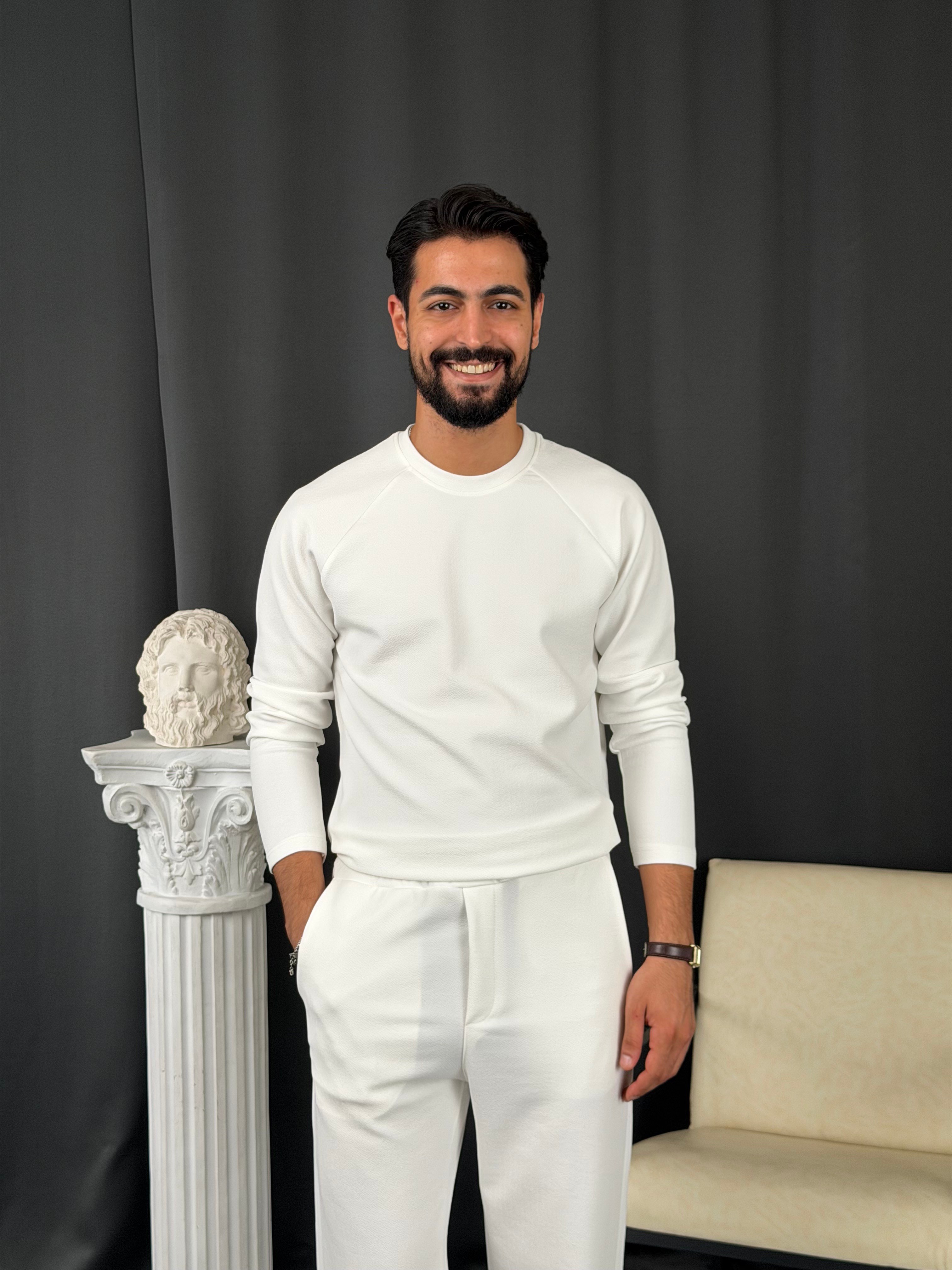 İthal Krep Reglan Kol Takım Beyaz