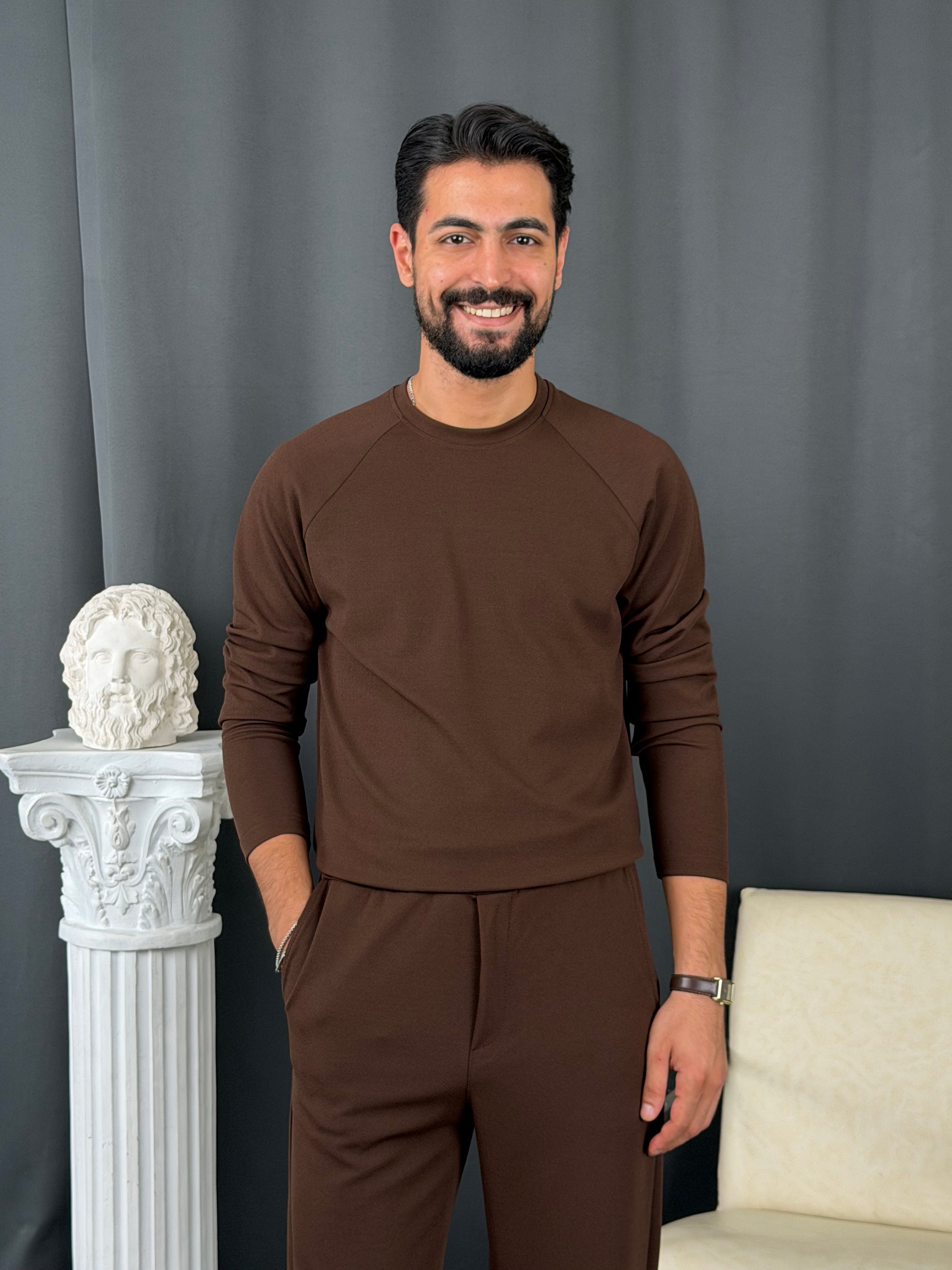 İthal Krep Reglan Kol Takım Kahve