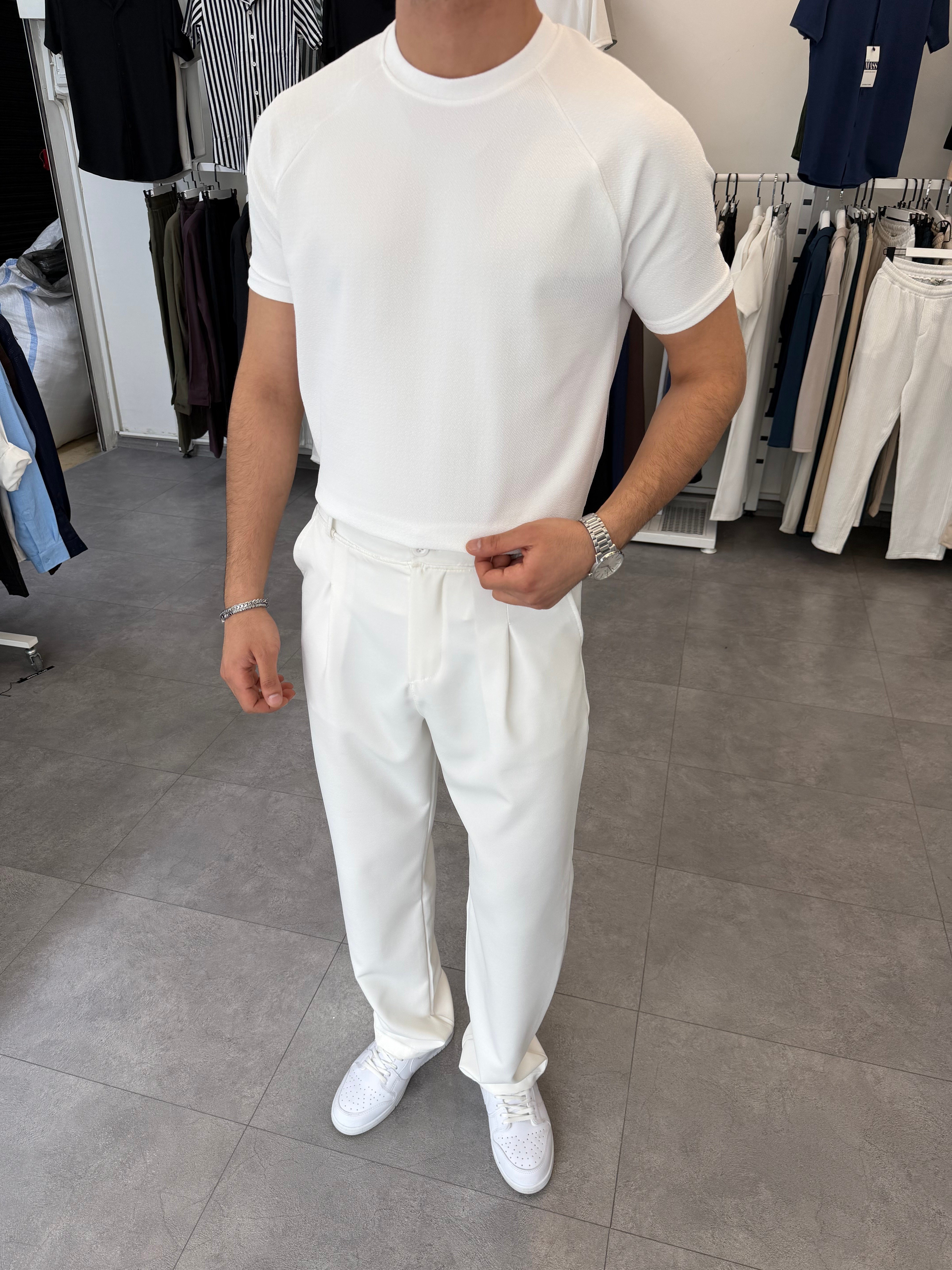 İthal Örme Reglan Kol Tişört Beyaz