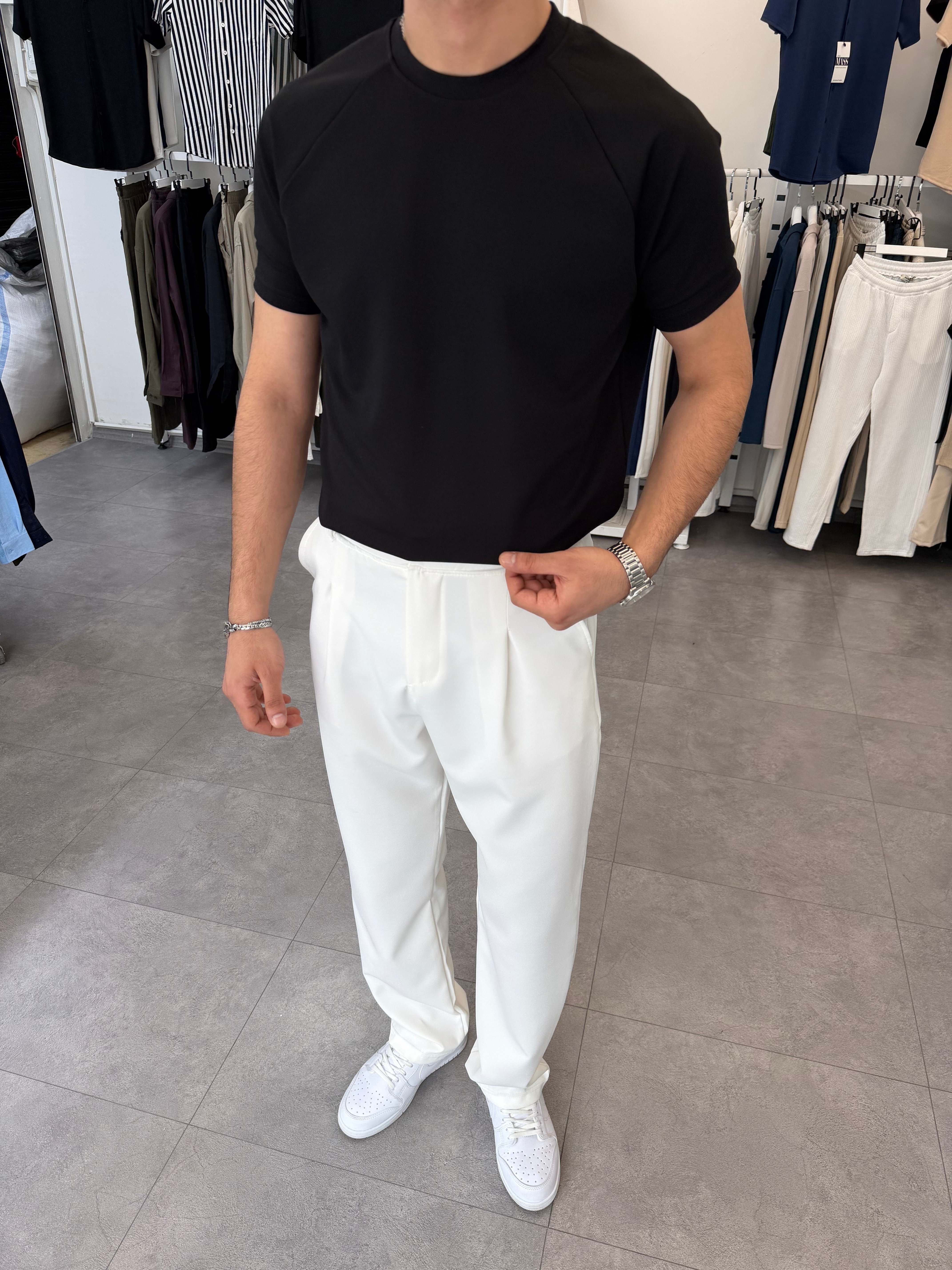 İthal Örme Reglan Kol Tişört Siyah