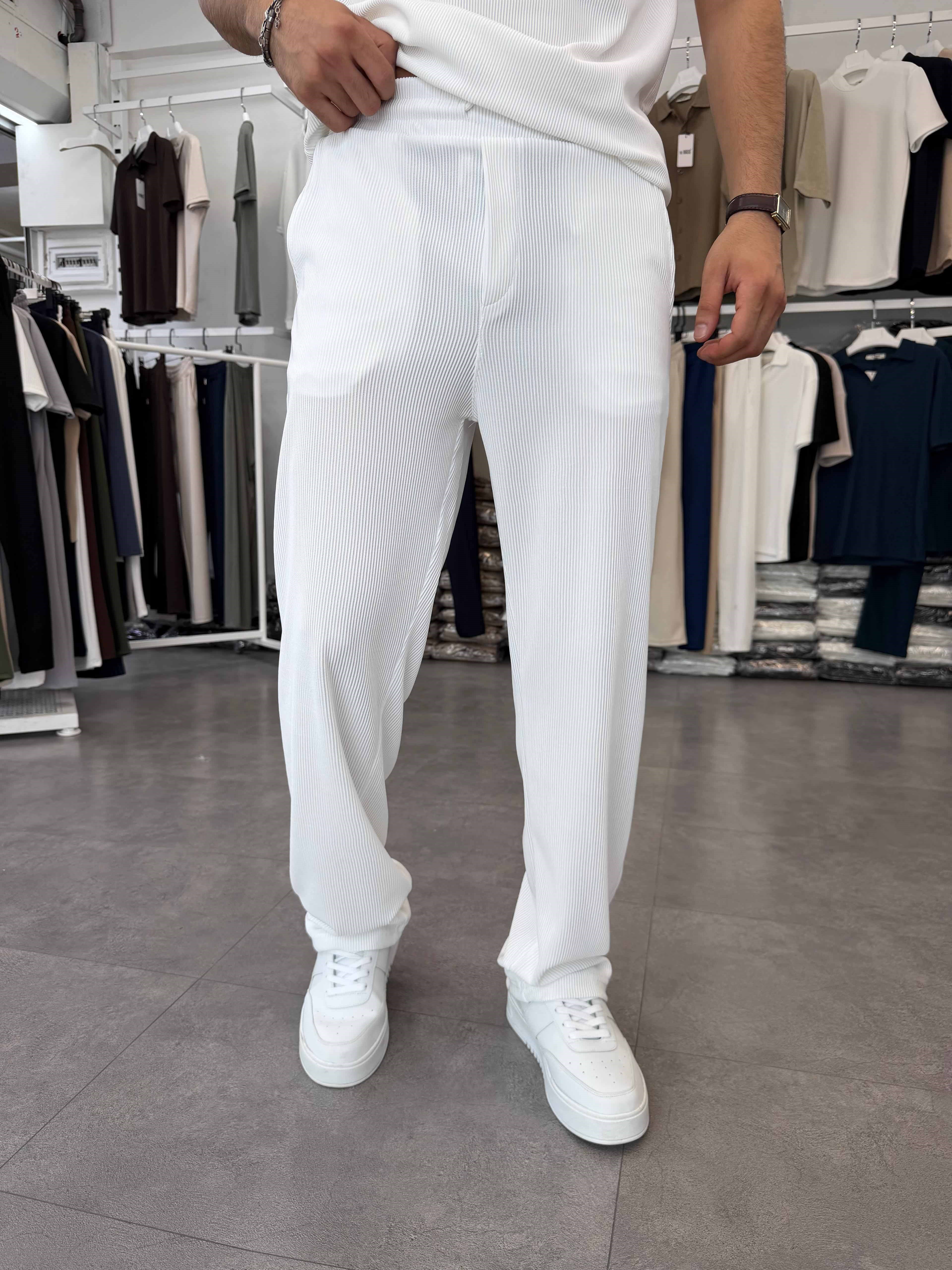 İthal Ottoman Baggy Pantolon Beyaz