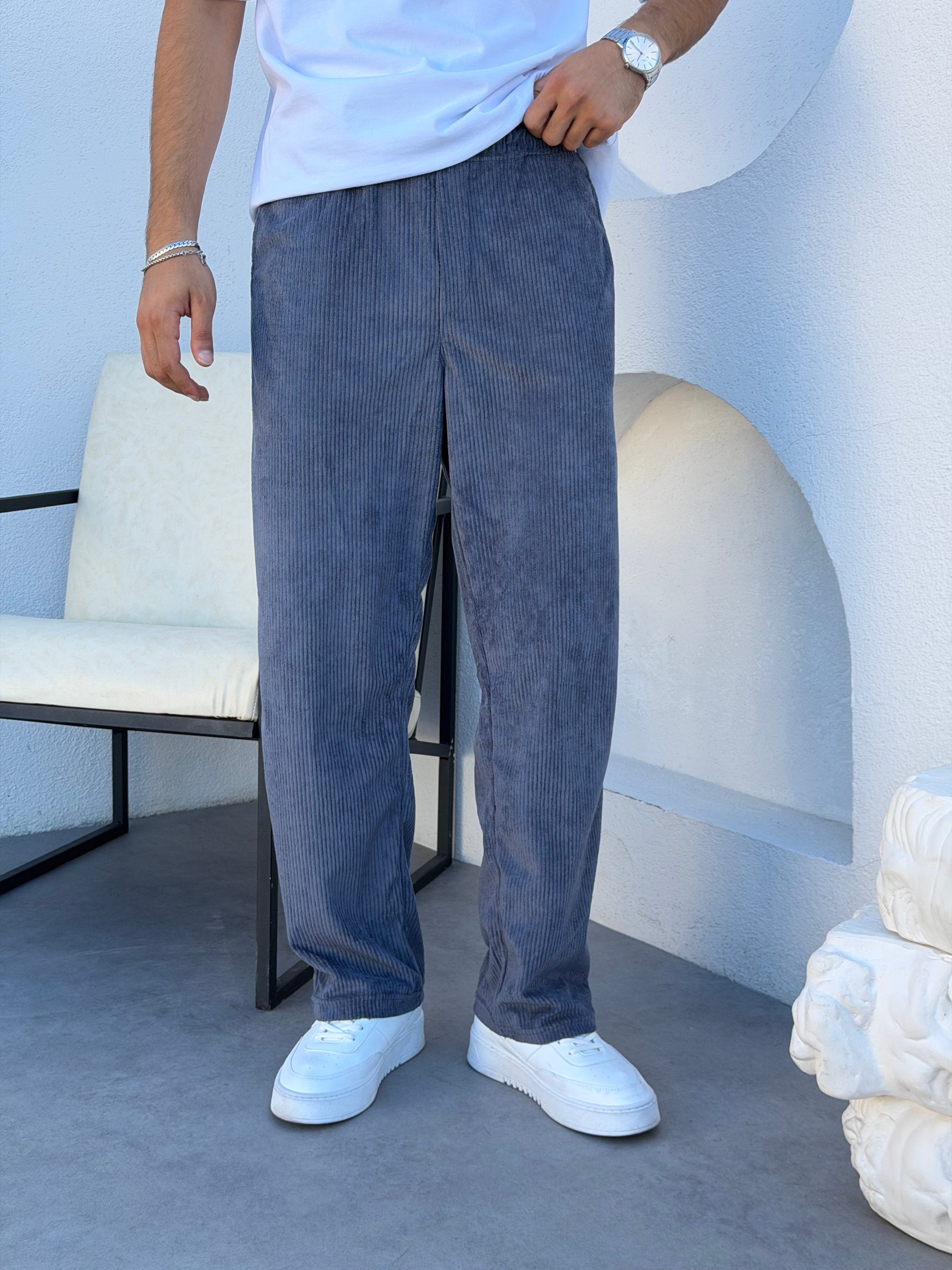 Kadife Baggy Pantolon Açık Mavi