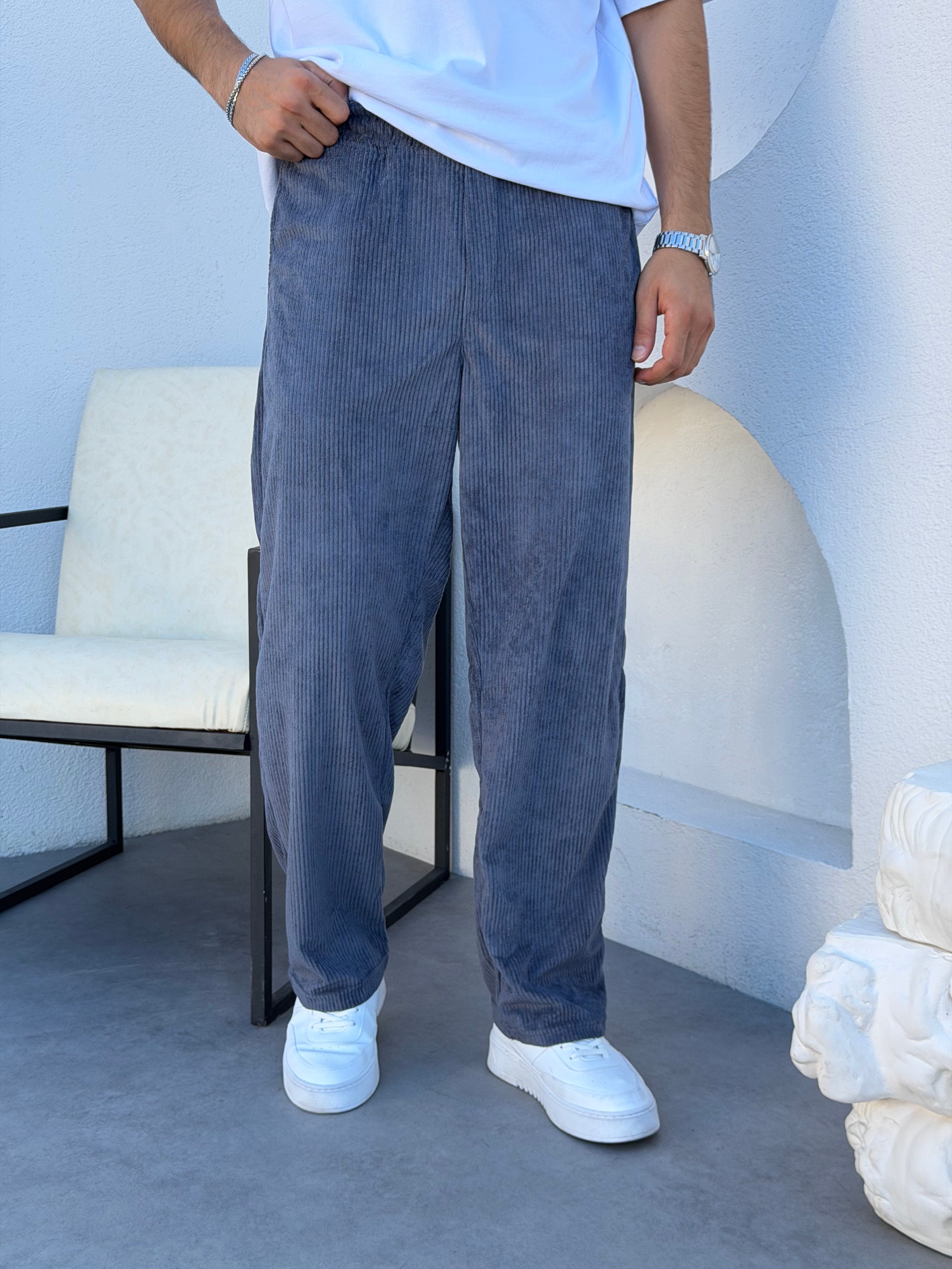 Kadife Baggy Pantolon Açık Mavi