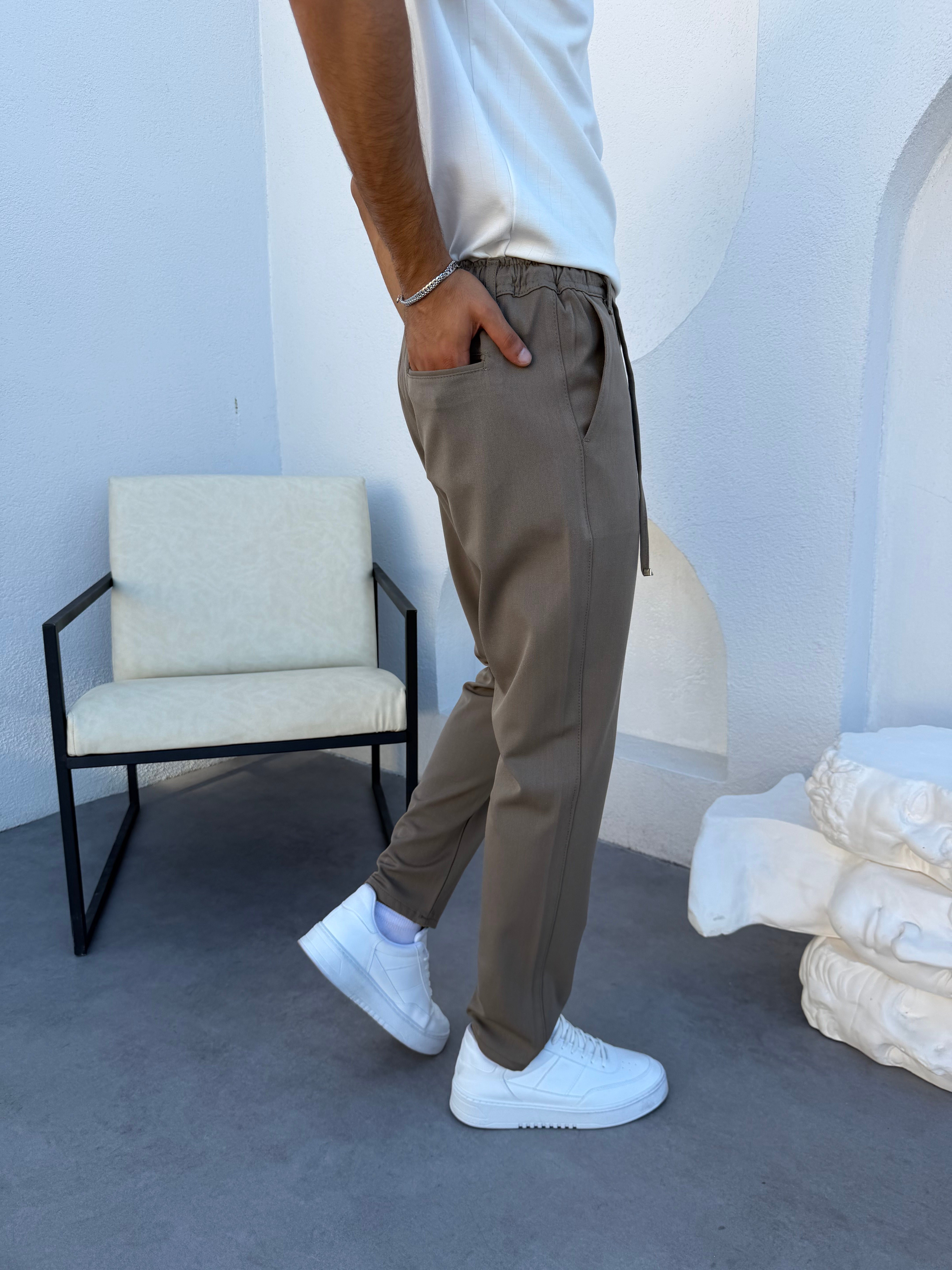 Kışlık Likralı Gabardin Pantolon Vizon