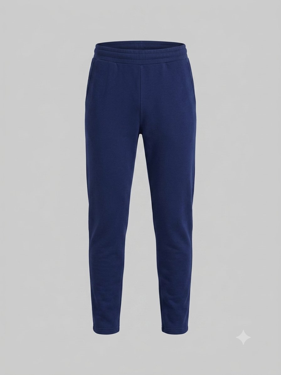 Krep Kumaş Duble Paça Jogger Pantolon Lacivert