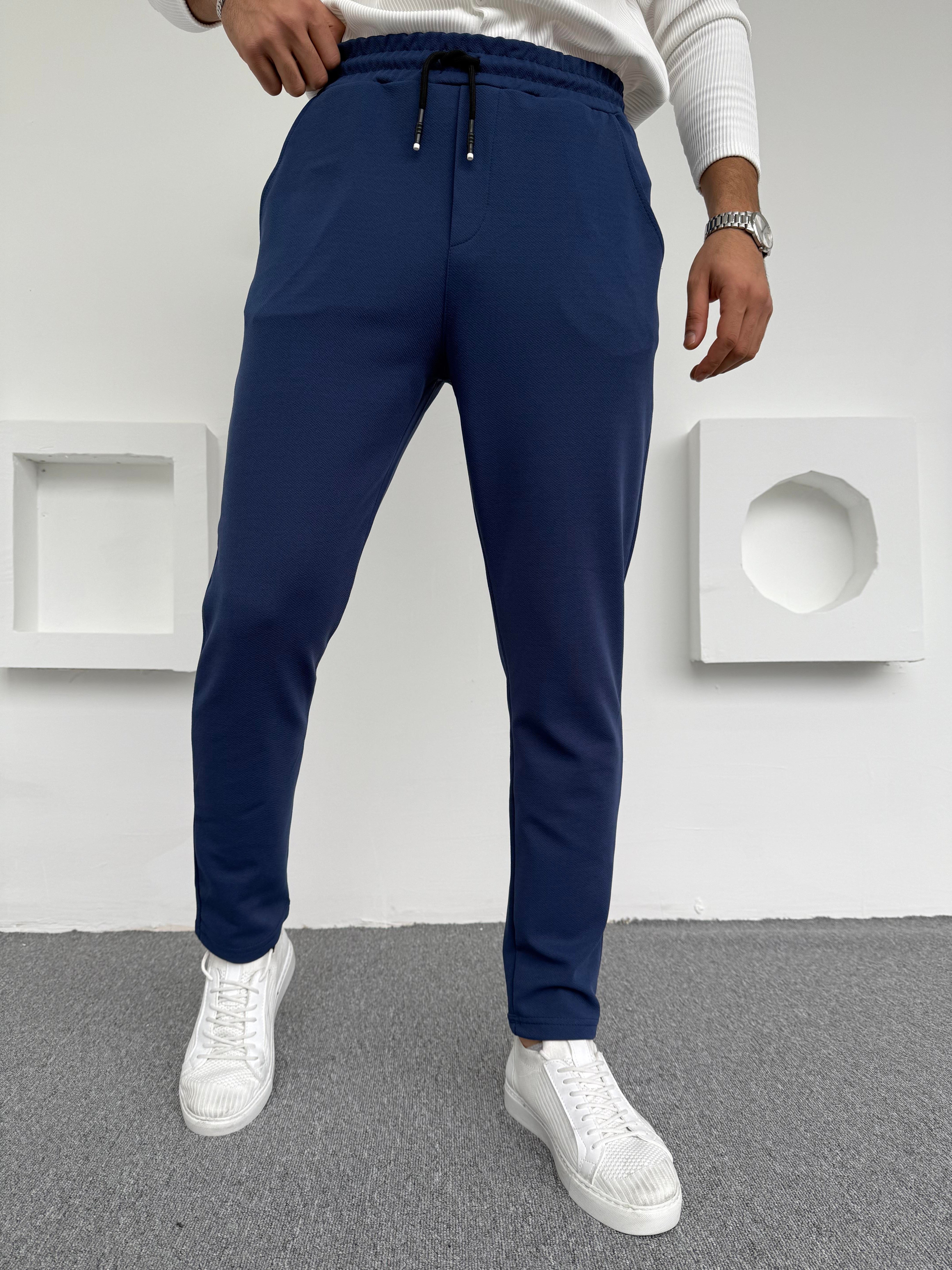Krep Şardonlu Jogger Pantolon Lacivert