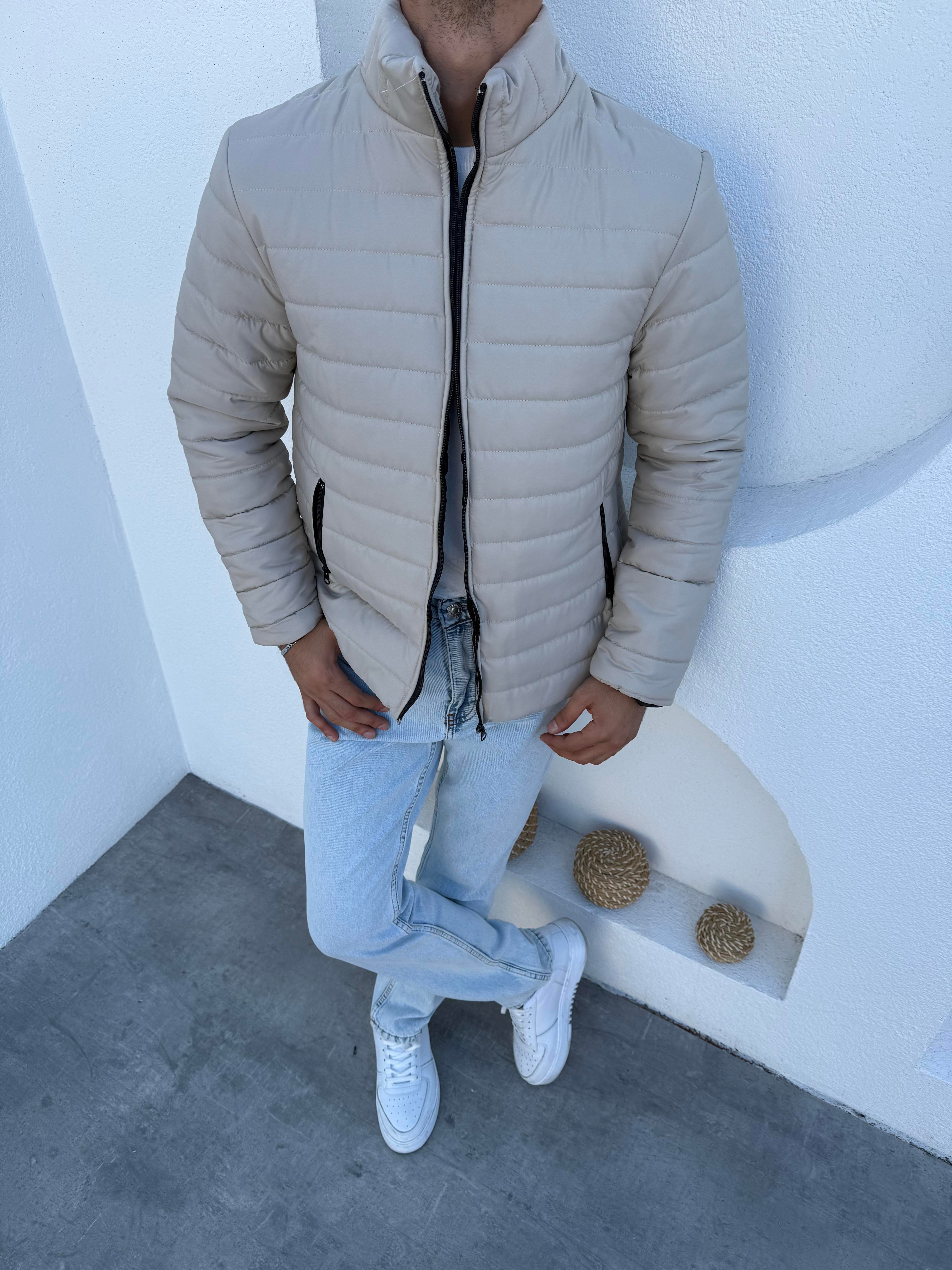 Mevsimlik Elyaflı Mont Bej