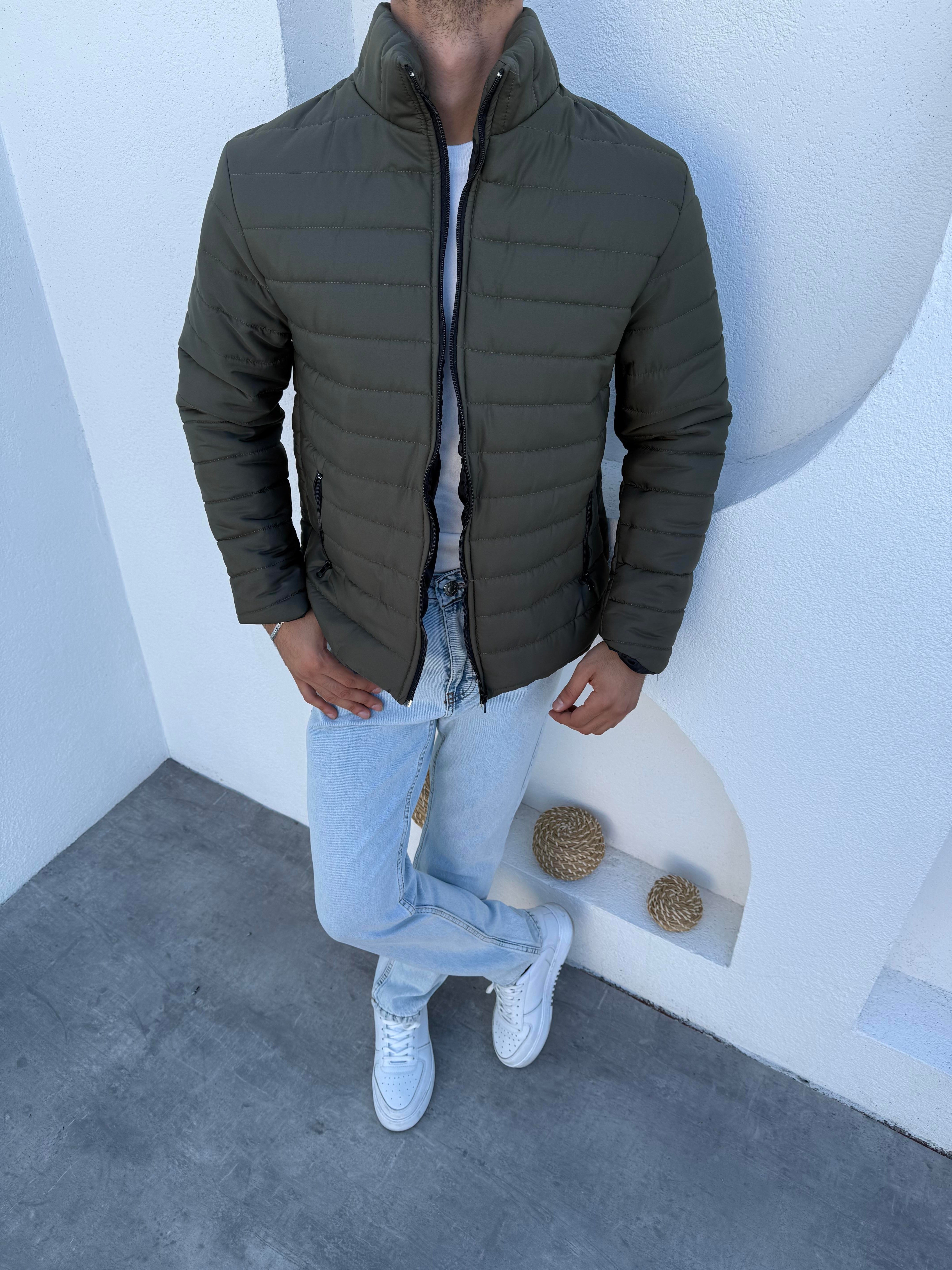 Mevsimlik Elyaflı Mont Haki