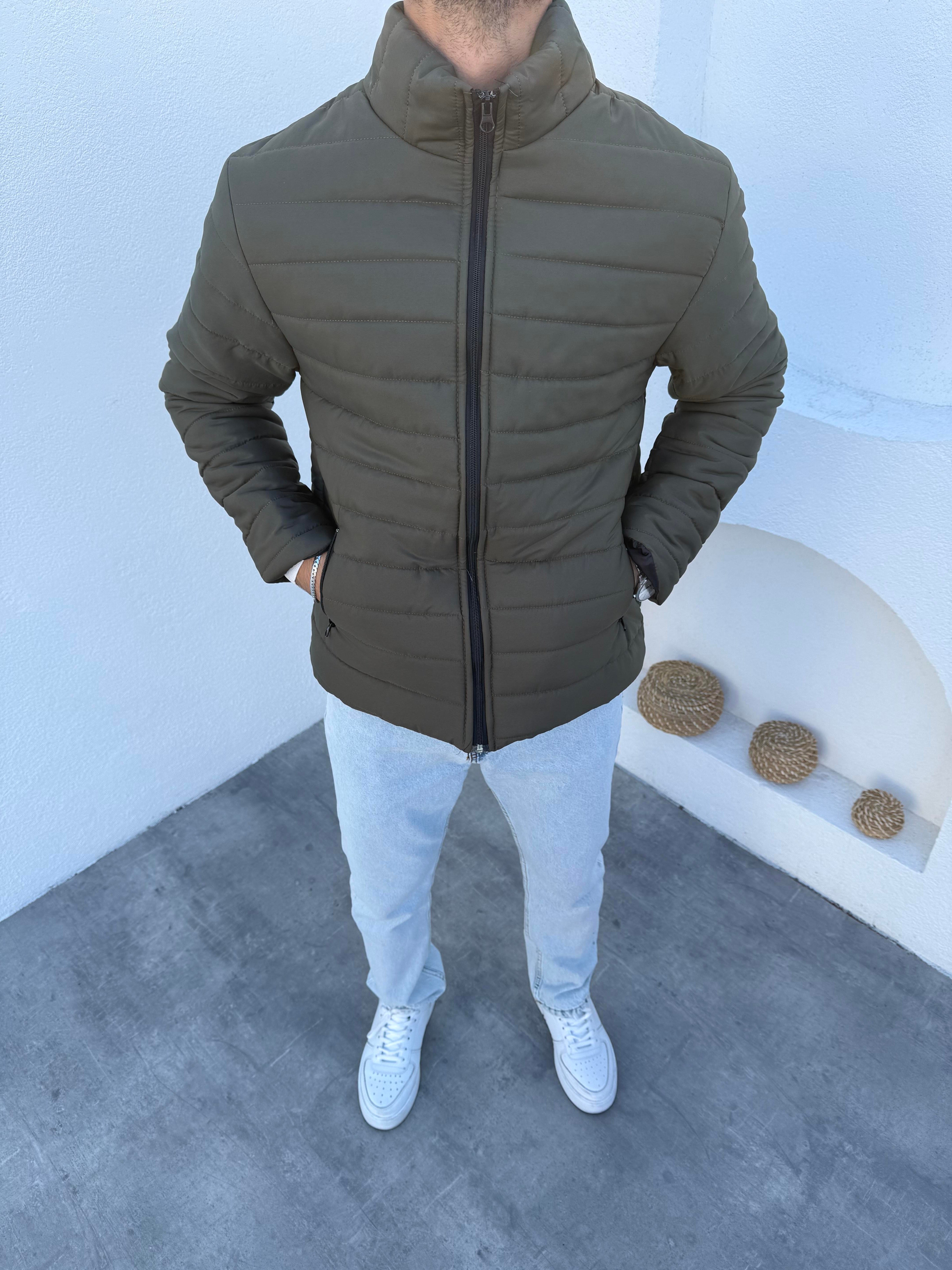 Mevsimlik Elyaflı Mont Haki