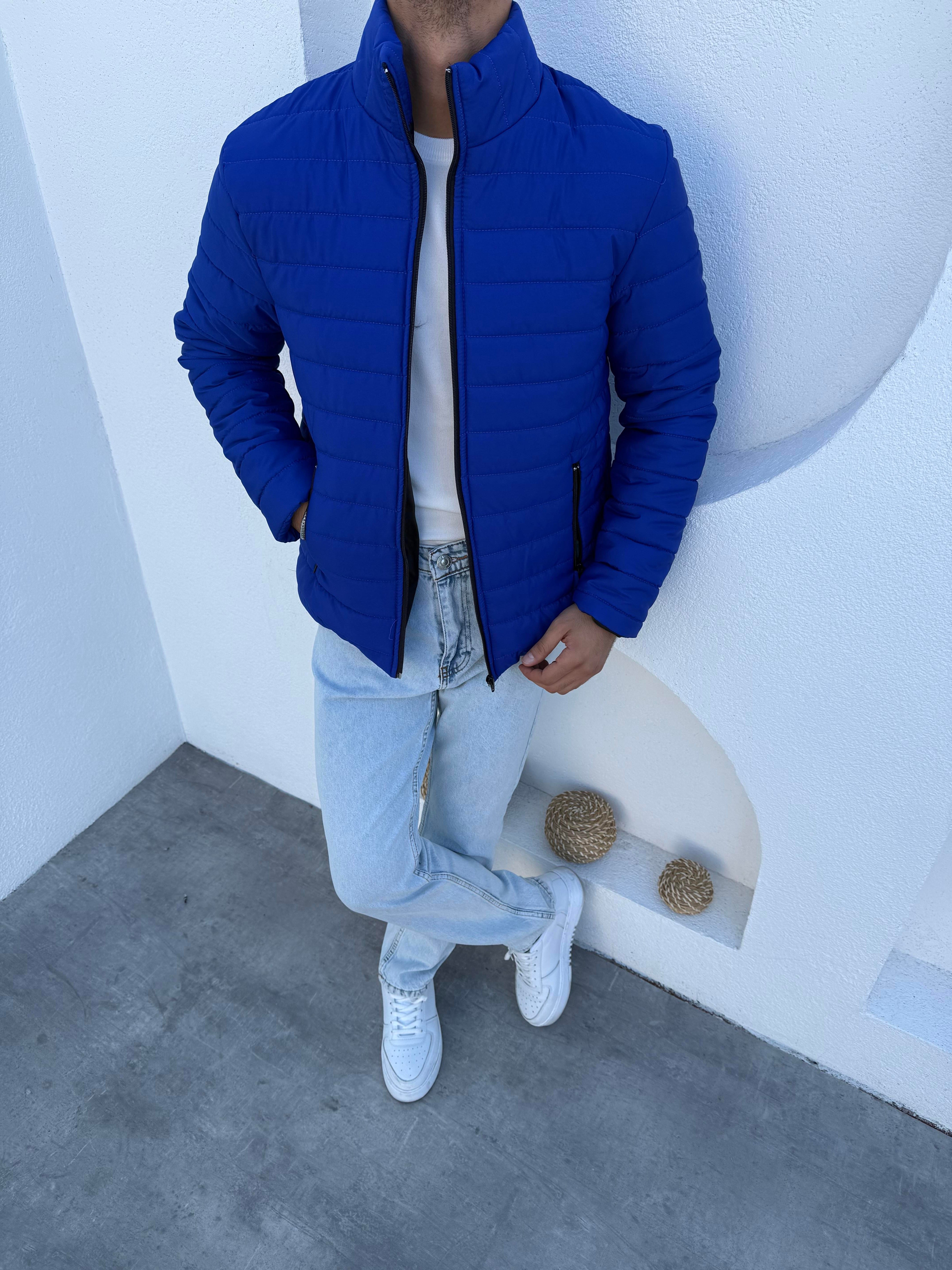 Mevsimlik Elyaflı Mont Mavi