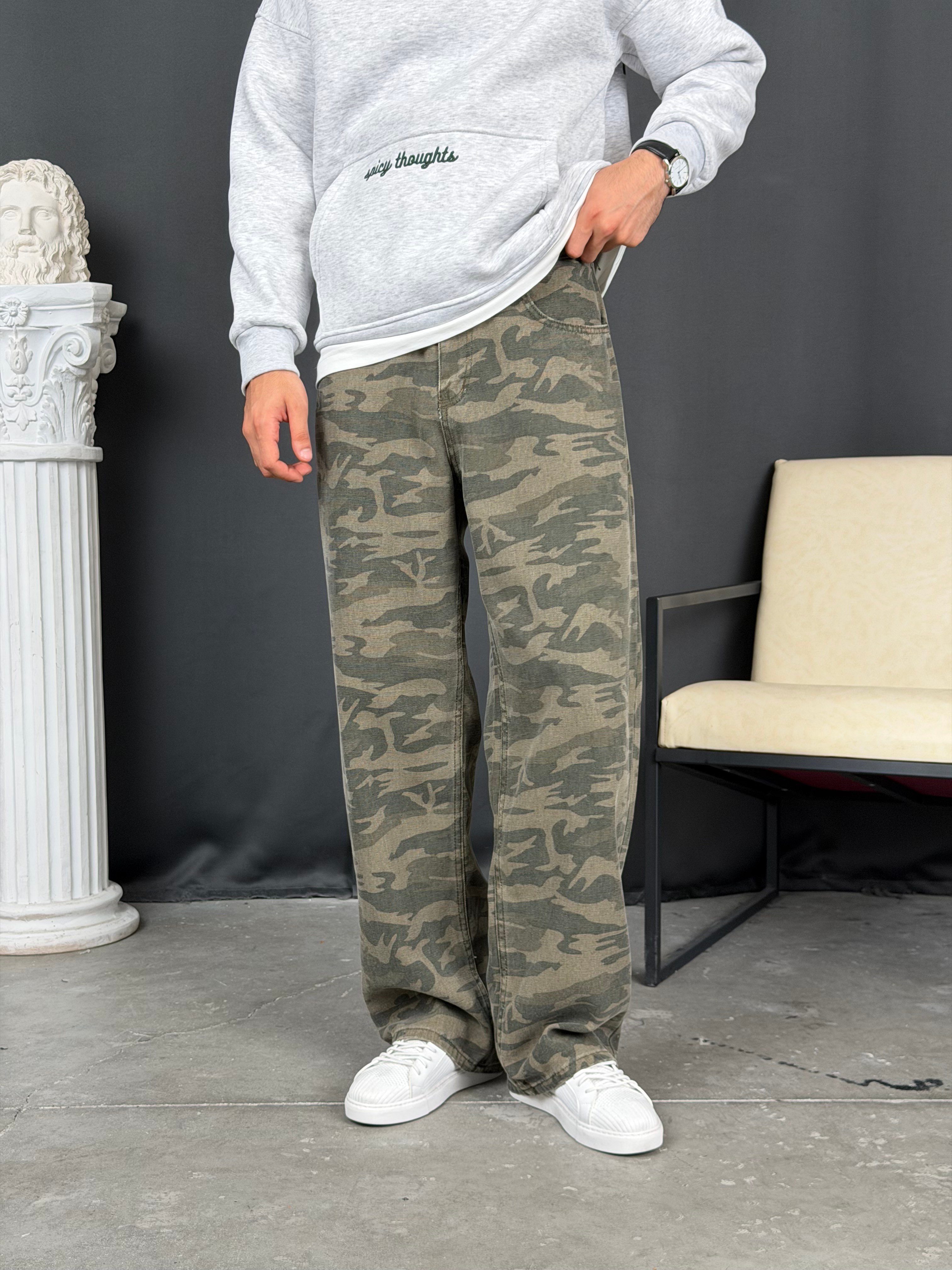 Micro Dokuma Baggy Kamuflaj Pantolon