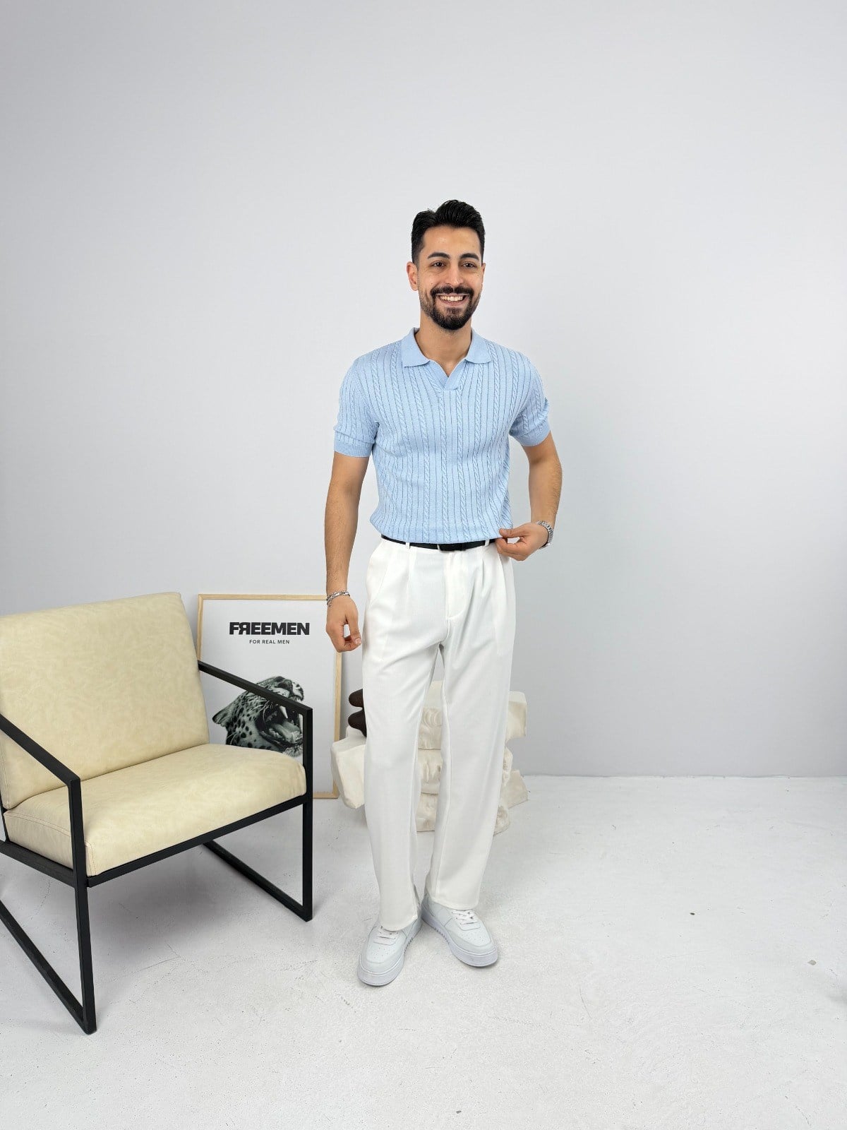 Örgülü Regular Triko Bebe Mavi