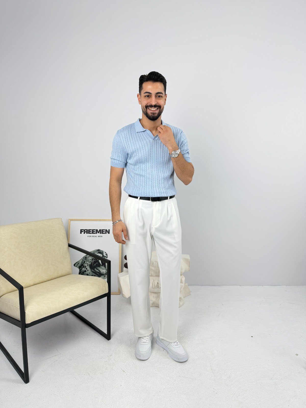 Örgülü Regular Triko Bebe Mavi