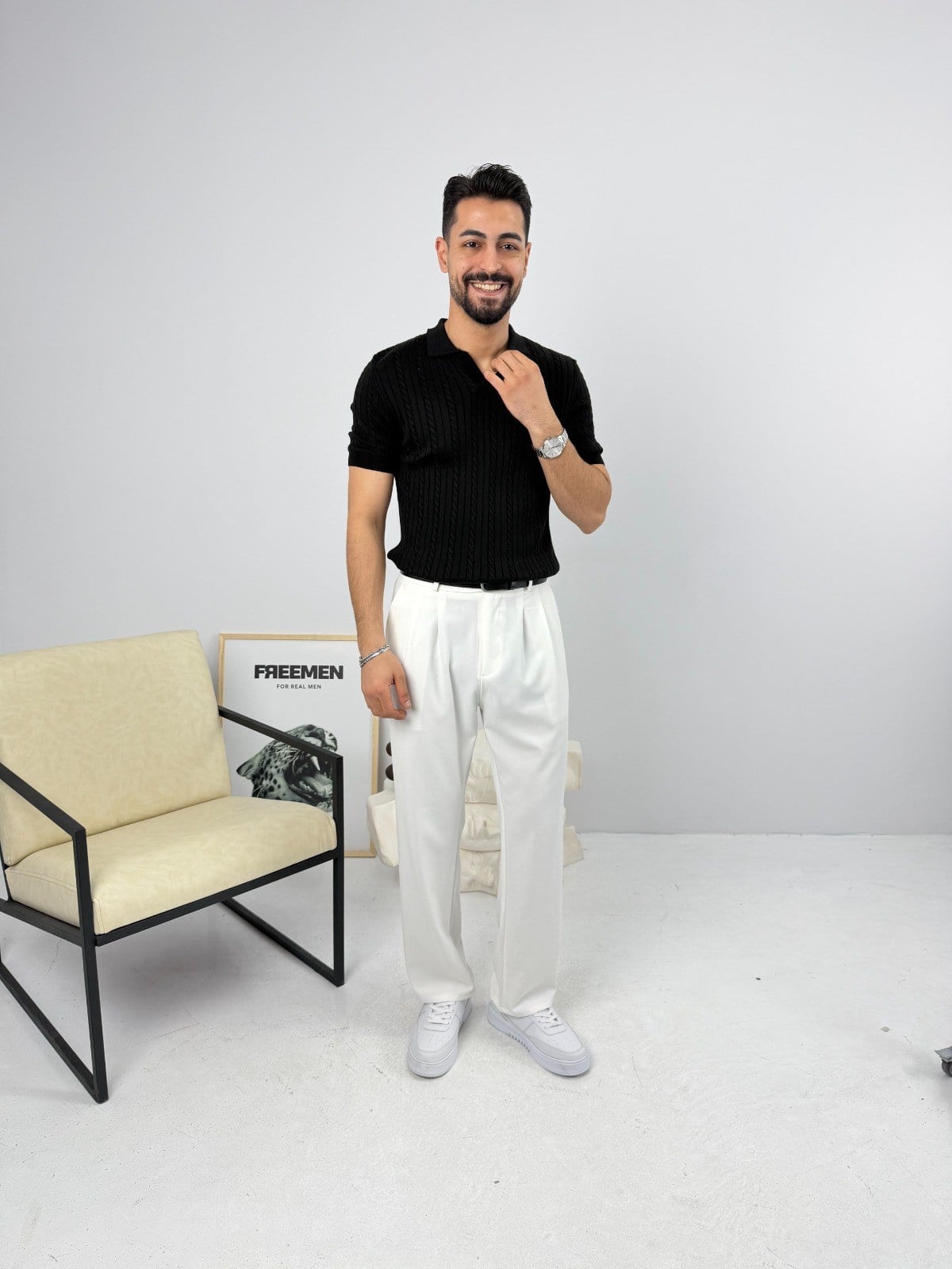 Örgülü Regular Triko Siyah