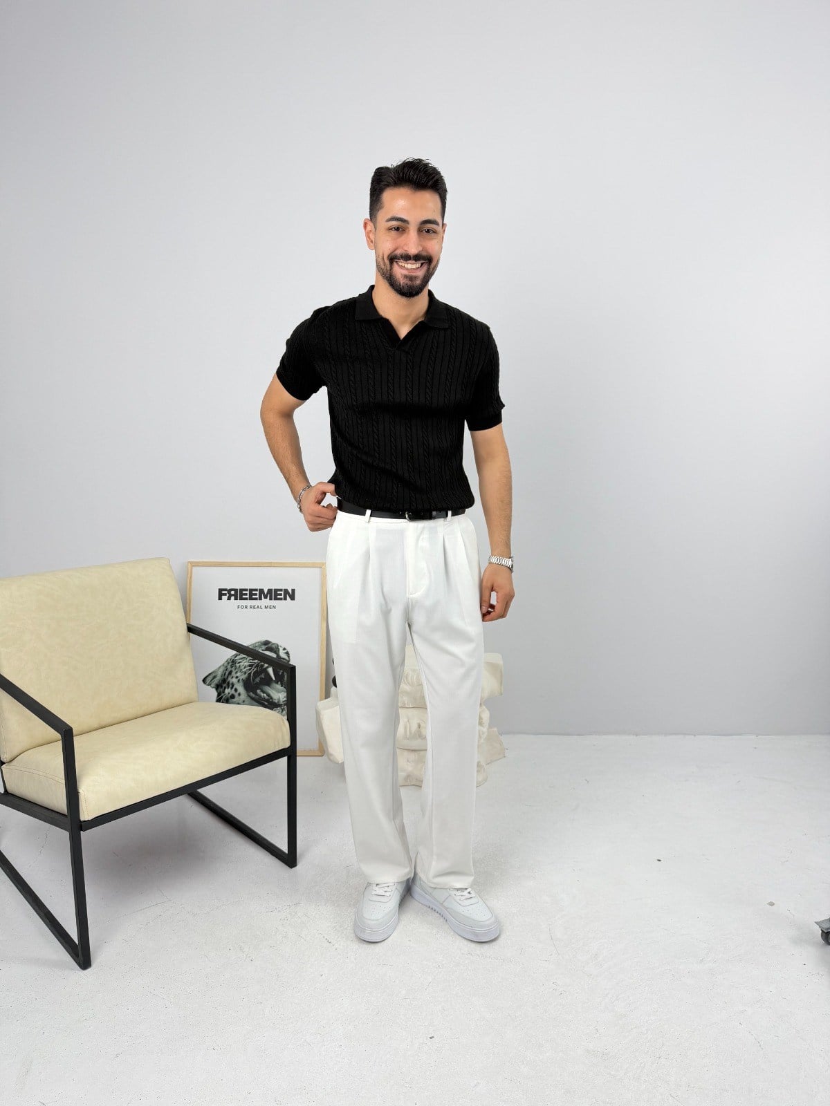 Örgülü Regular Triko Siyah