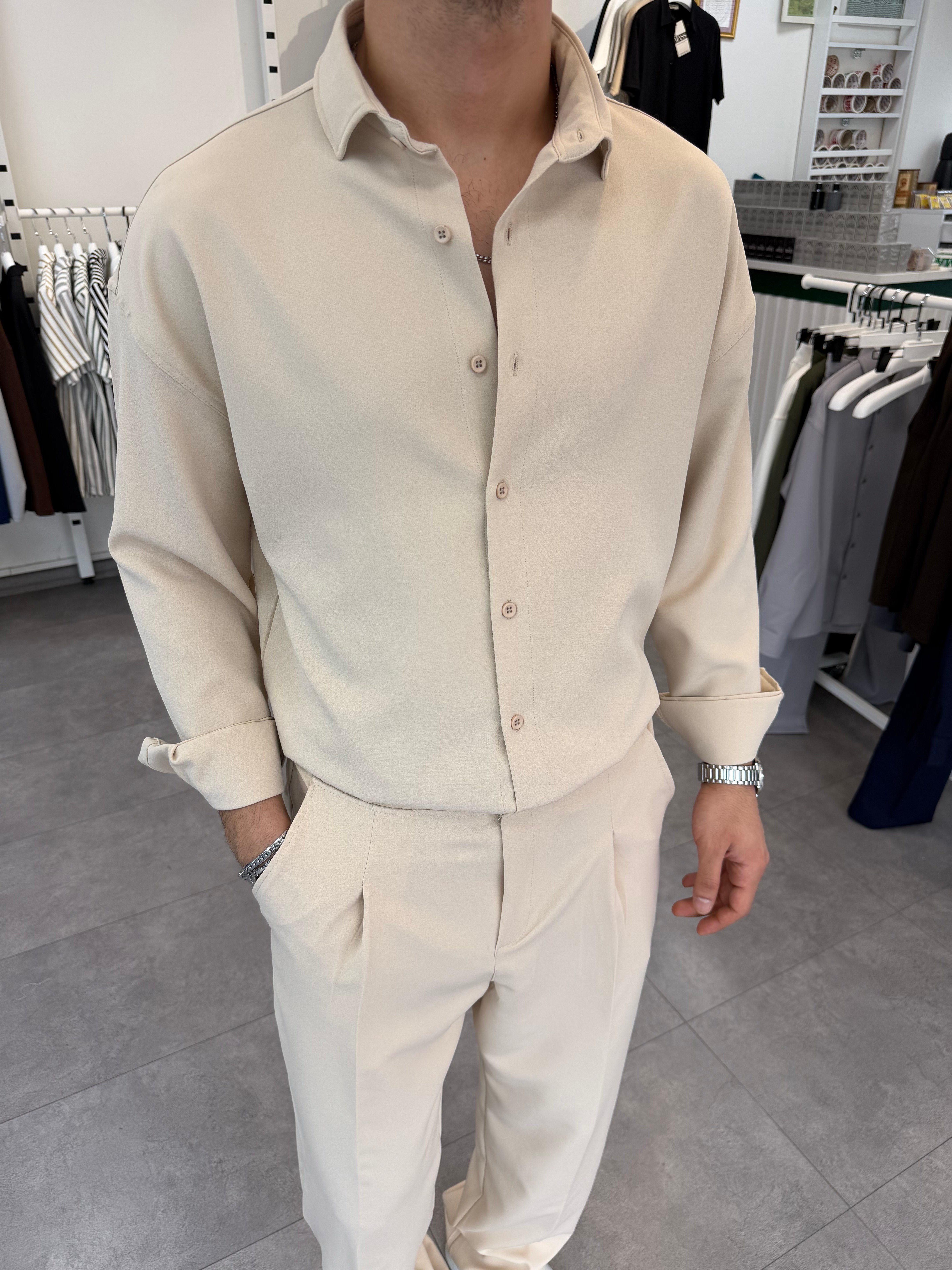 Oversize Duble Takım Bej