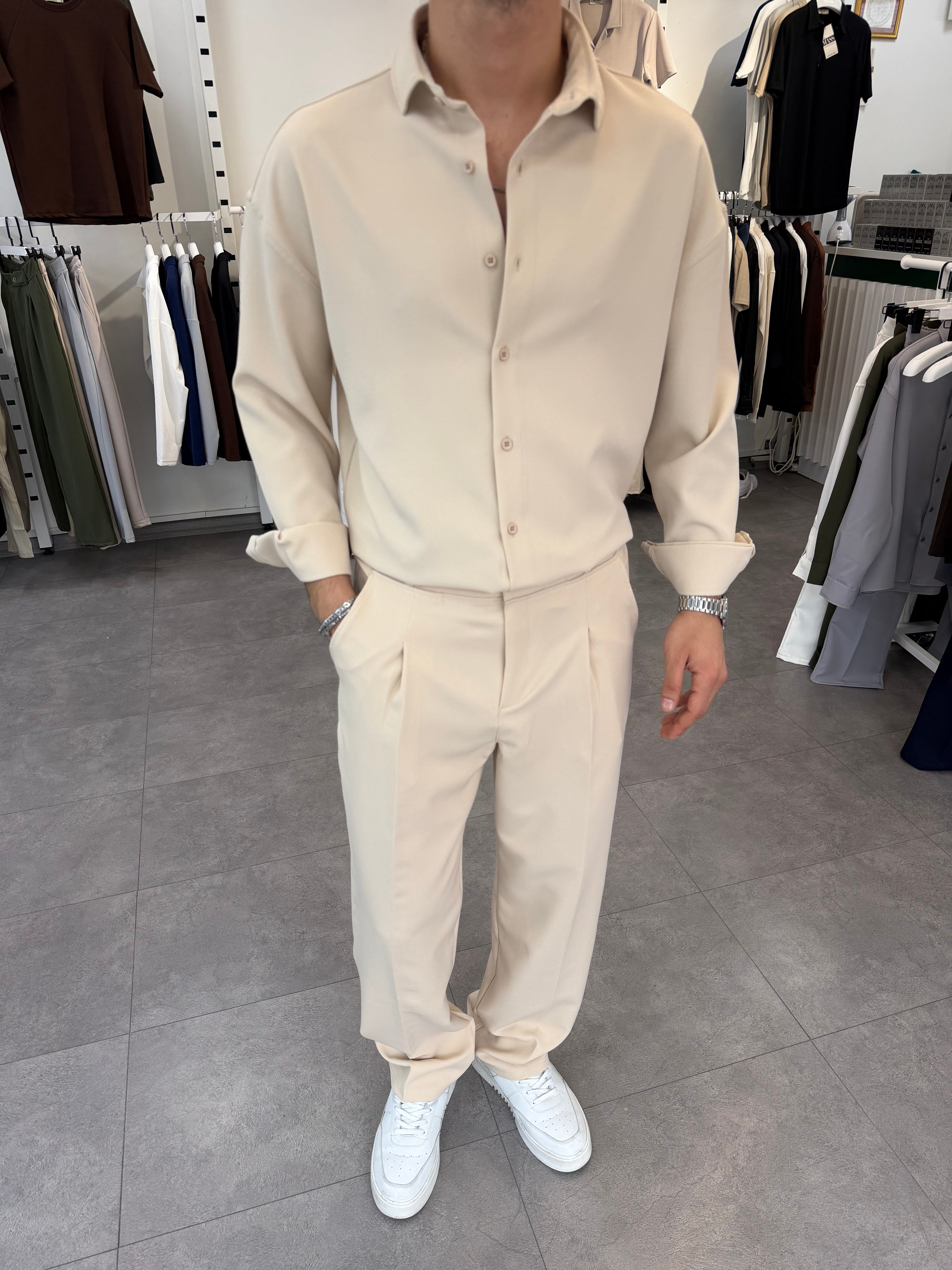 Oversize Duble Takım Bej