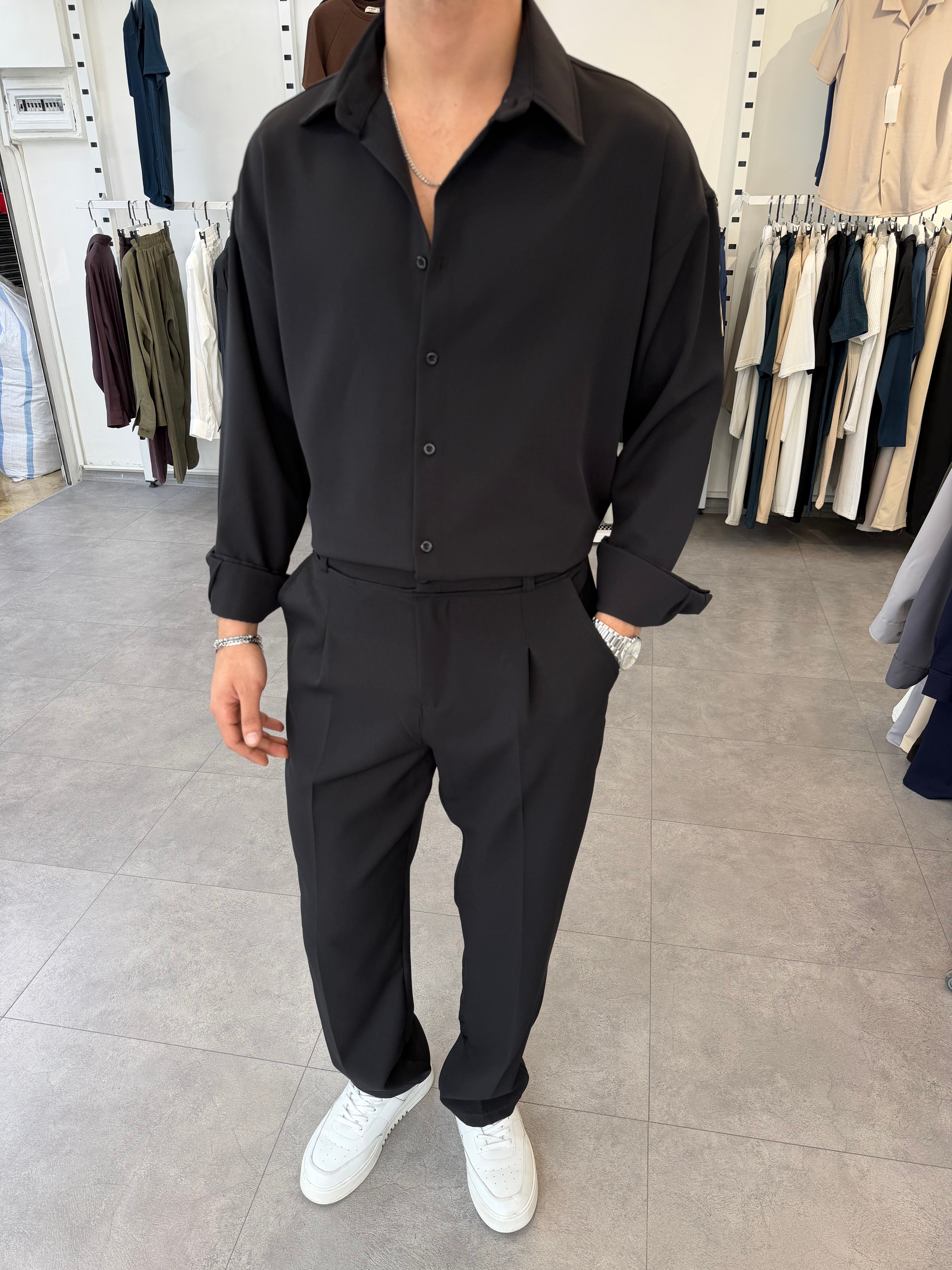 Oversize Duble Takım Siyah