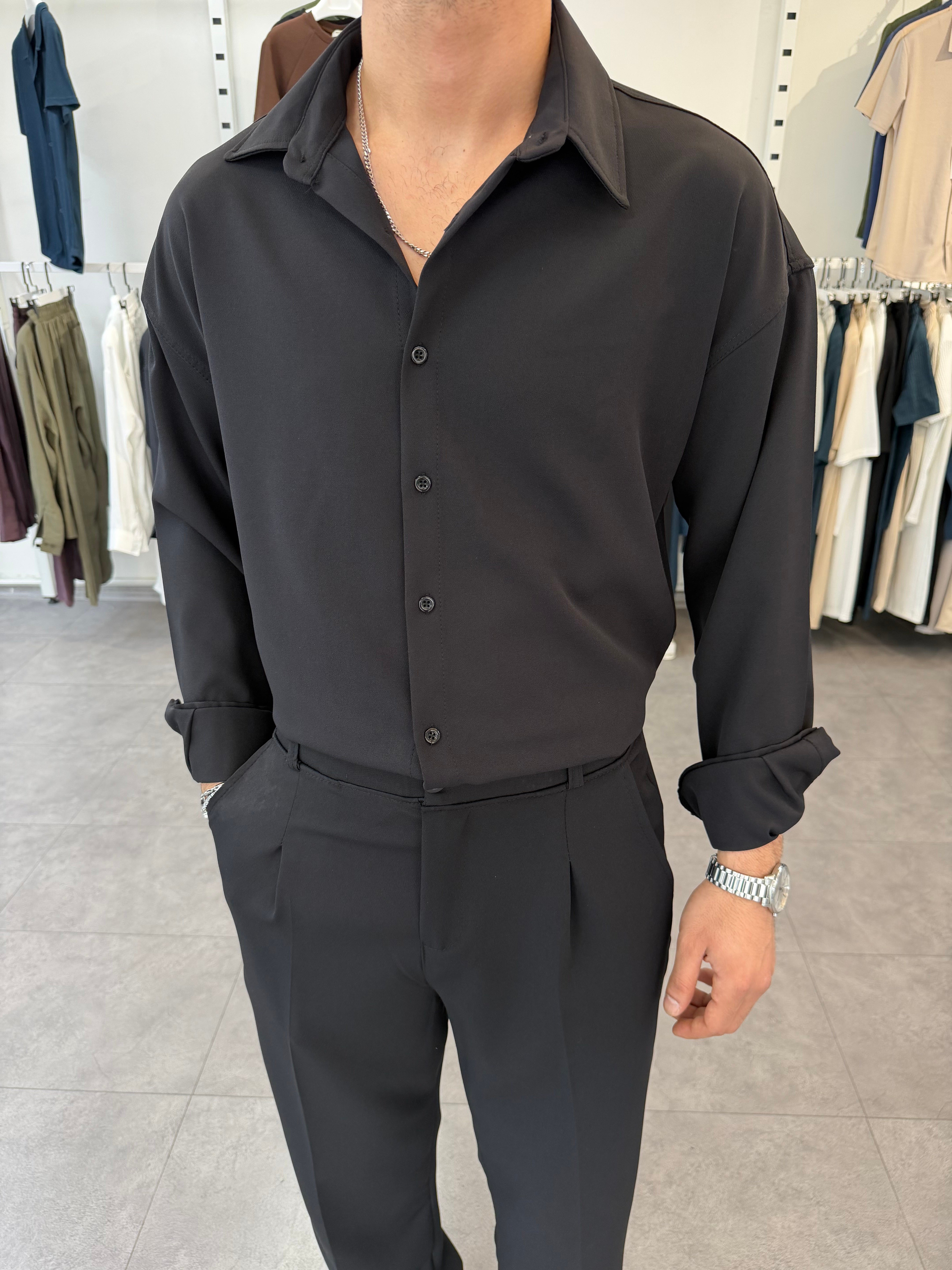 Oversize Duble Takım Siyah