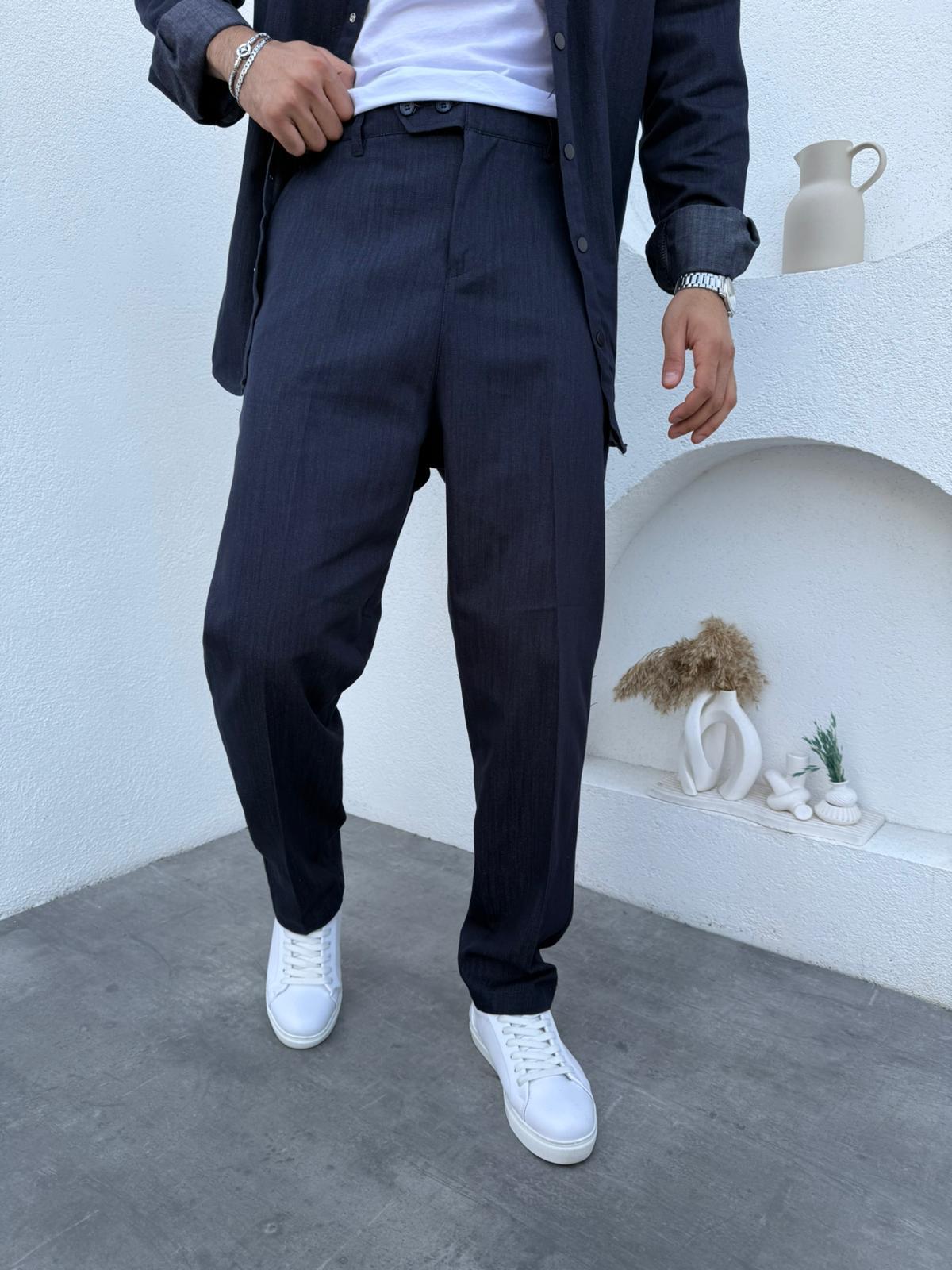 Oversize Gömlek Takım Lacivert