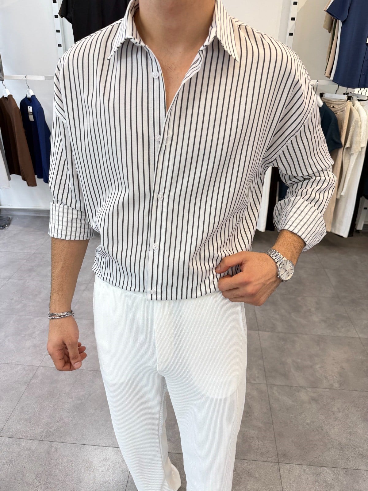 Oversize Jakar Gömlek Siyah