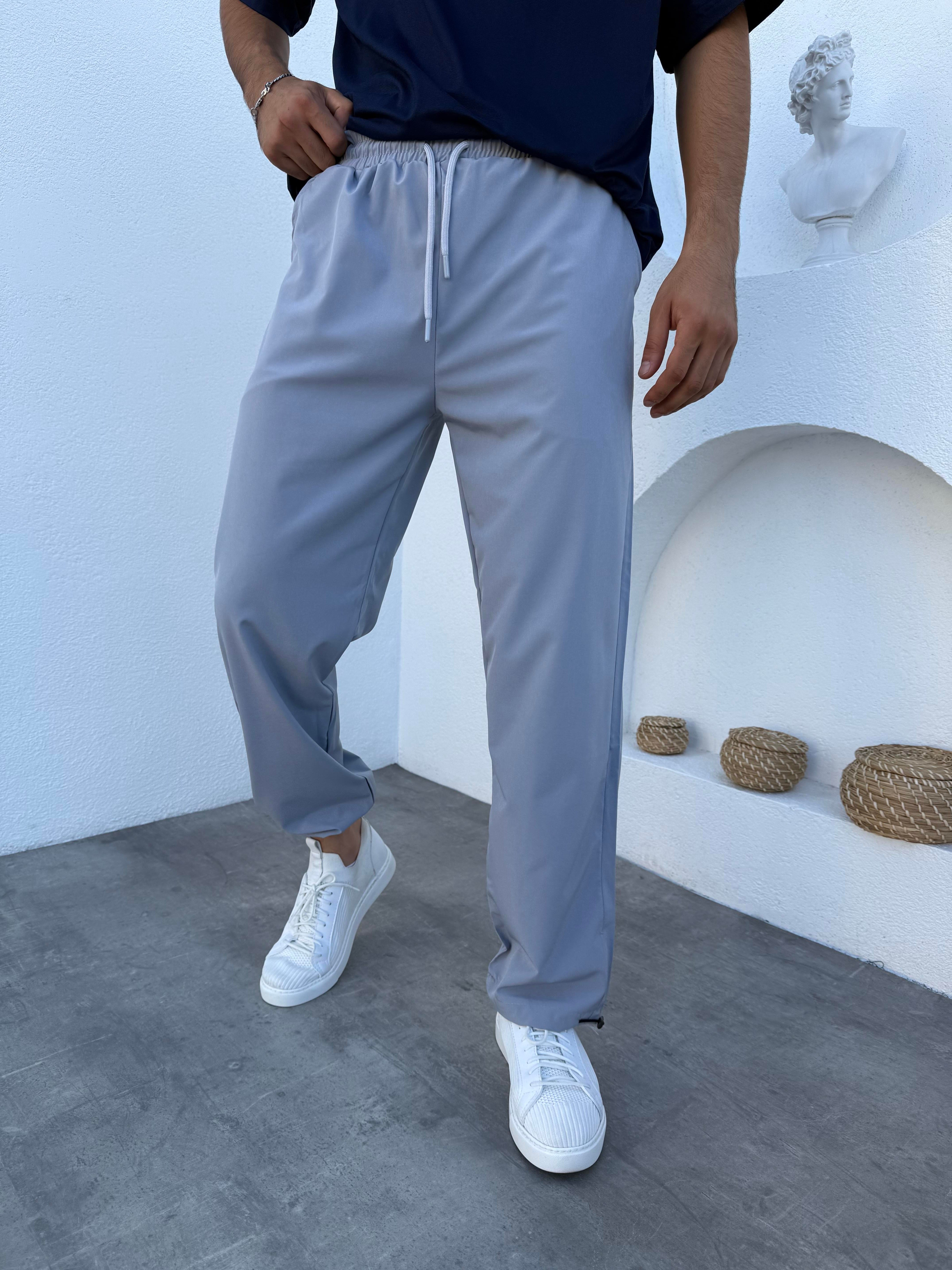 Paraşüt Kumaş Paça Ayarlanabilir Likralı Baggy Eşofman Gri