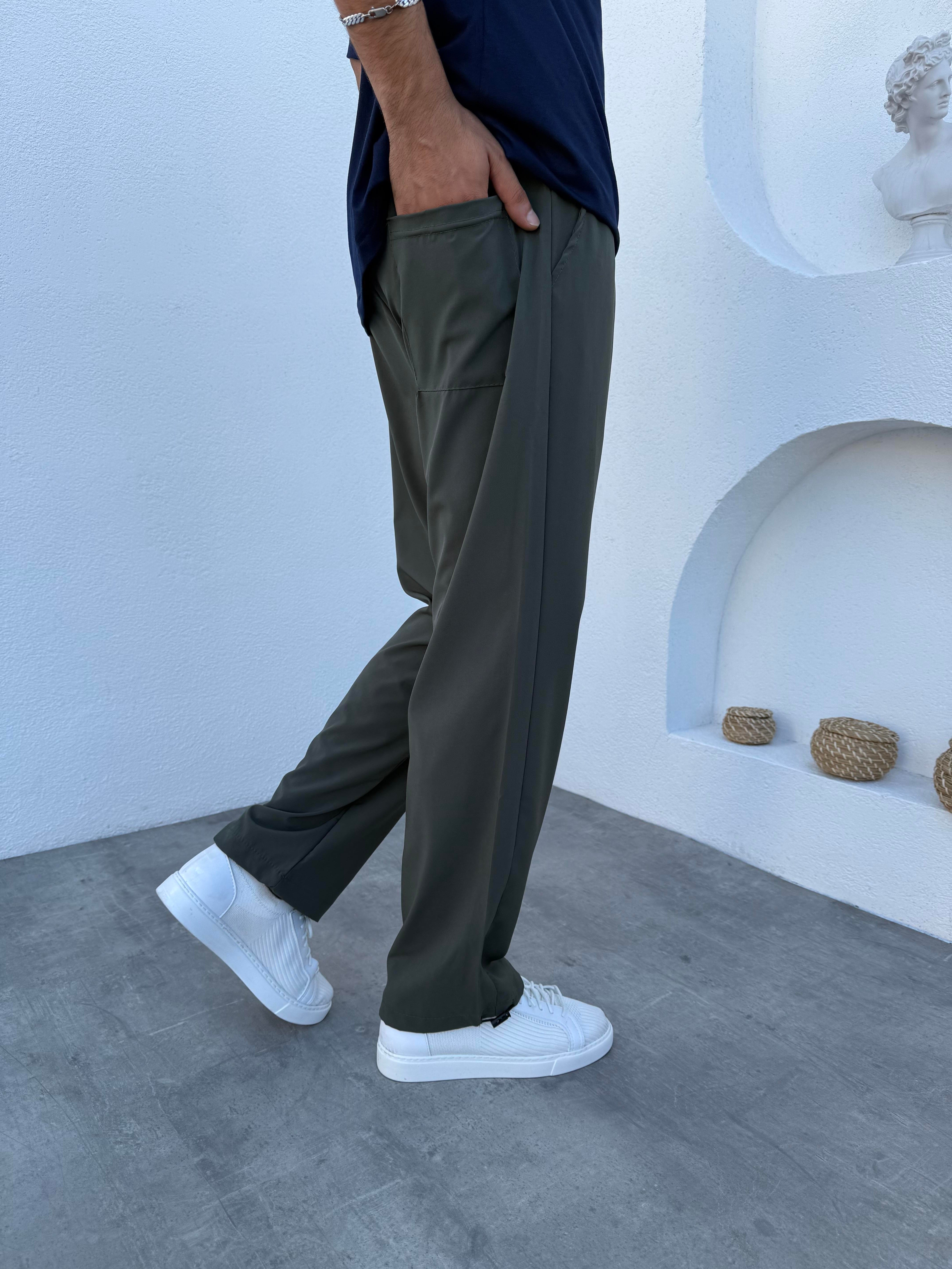 Paraşüt Kumaş Paça Ayarlanabilir Likralı Baggy Eşofman Haki
