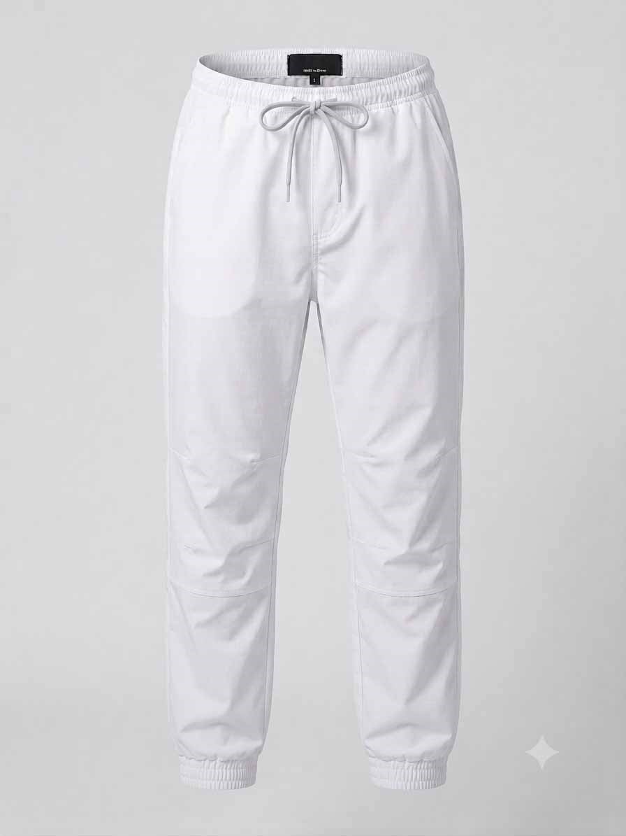 Paraşüt Paça Lastik Jogger Beyaz
